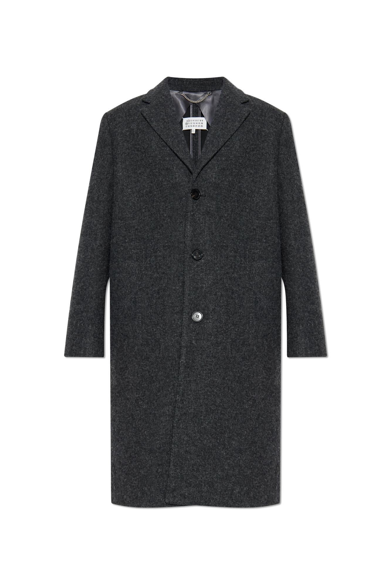 Maison Margiela Coat With Woolen Trim In Gray