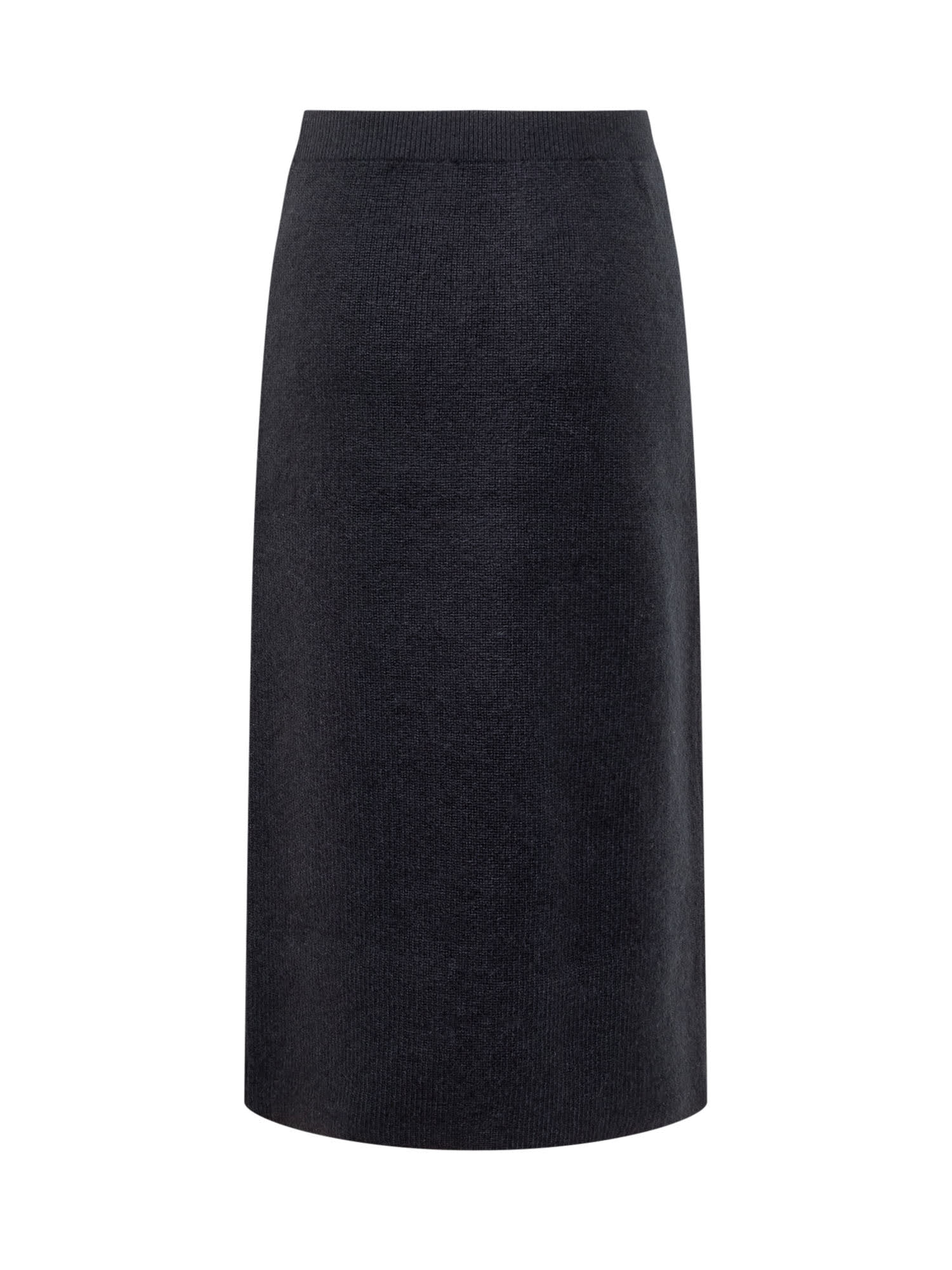 Shop Fabiana Filippi Mohair Virgin Wool Skirt In Blu Notte