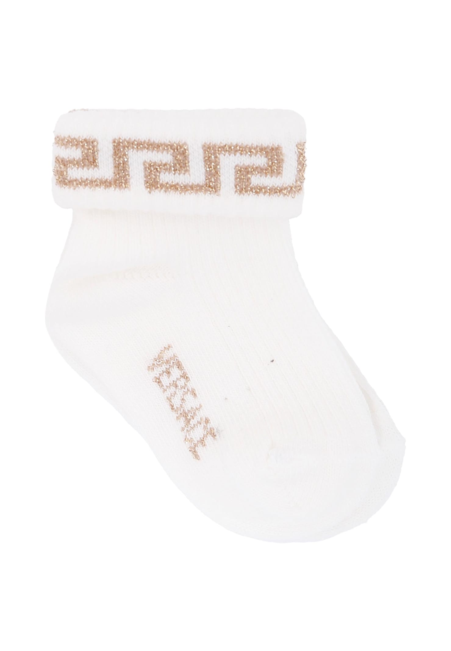 Versace Multicolor Socks Set For Babykids With Greca Motif In White