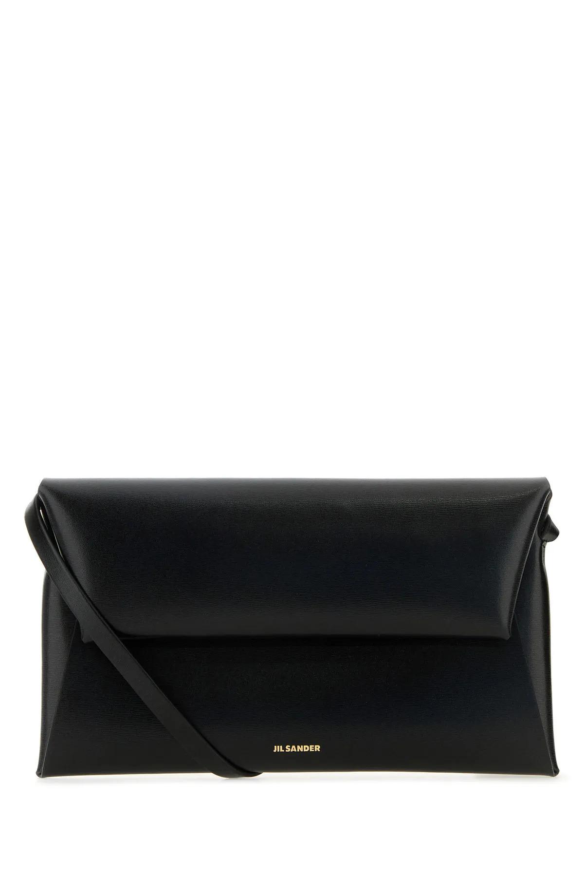 Shop Jil Sander Black Leather Small Folded Crossbody Bag