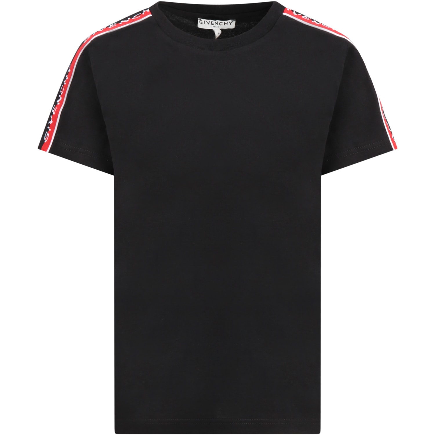 GIVENCHY BLACK T-SHIRT FOR BOY WITH STRIPES,11770987