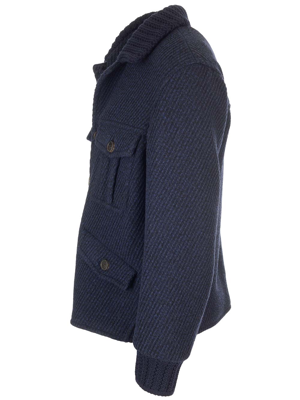 Shop Etro Structured Wool Coat In Blu
