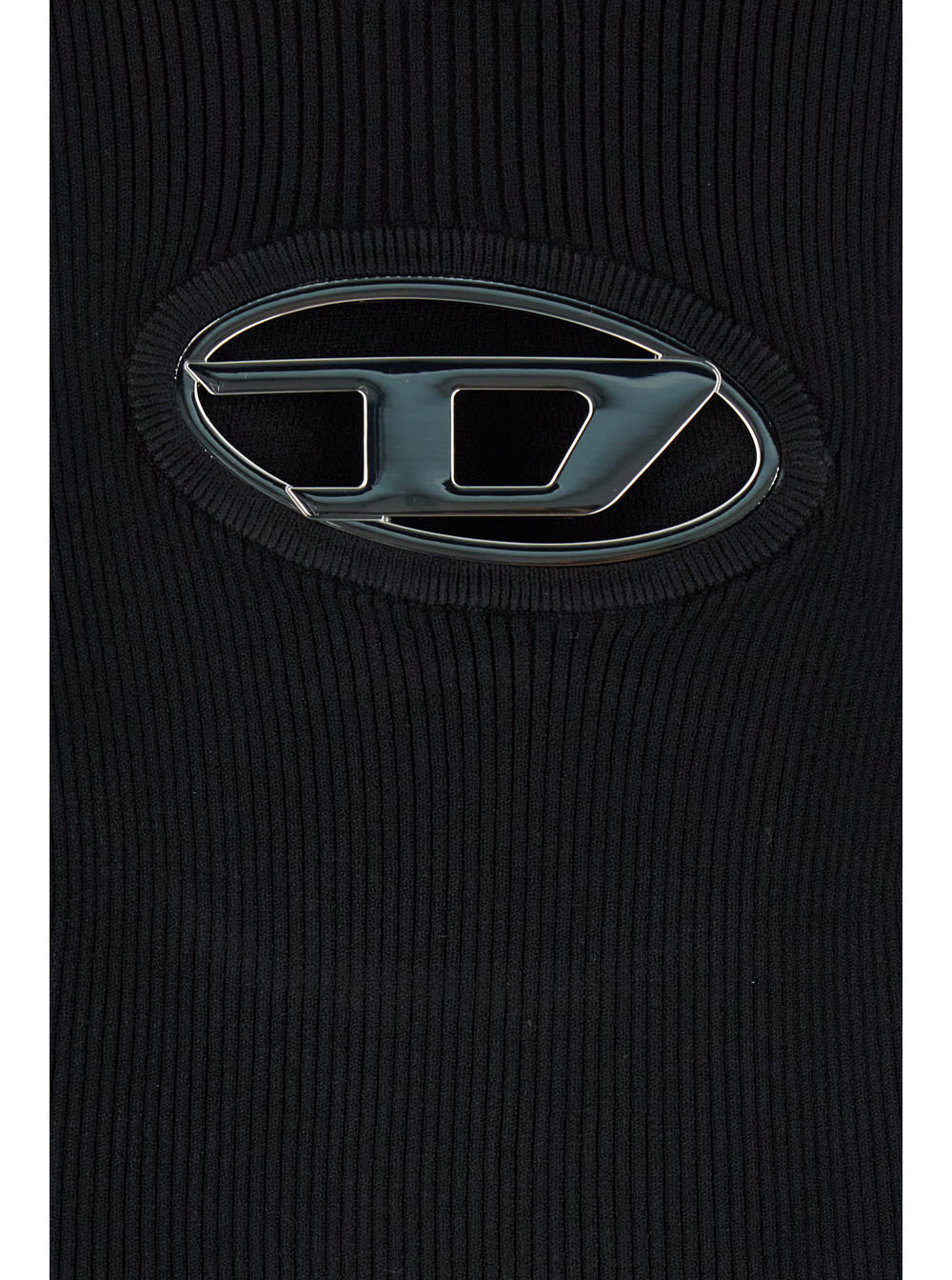 Shop Diesel Black Tank Top With D-logo In Ribbed Knit Woman