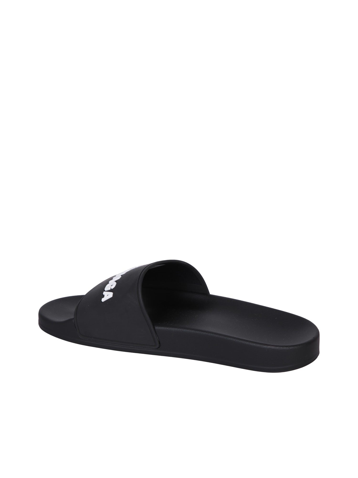 Balenciaga Logo-embossed Pool Slides In Black