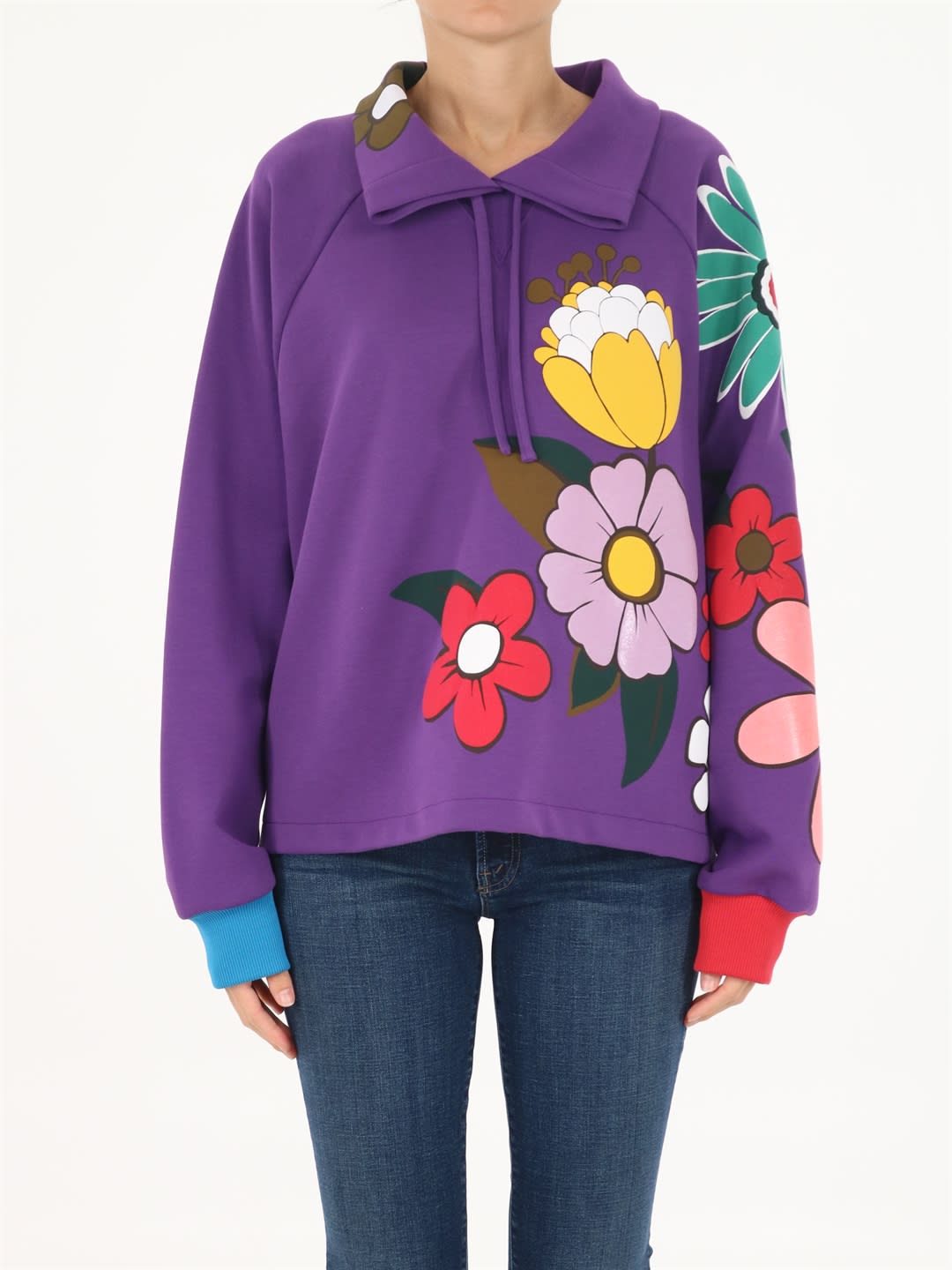 Dolce & Gabbana Jersey Sweatshirt With Patch Flowers