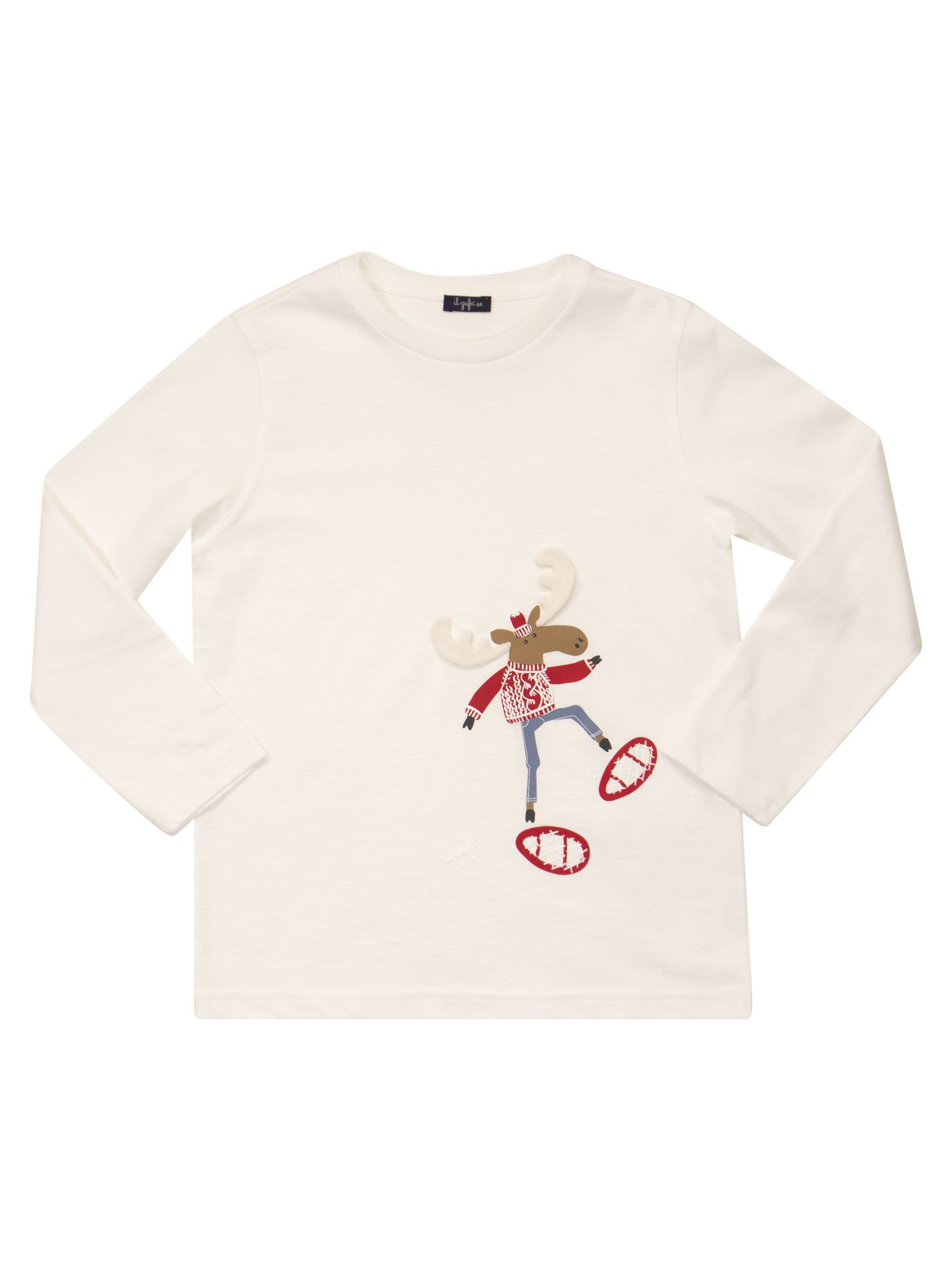 Il Gufo Kids' Jersey T-shirt With Moose In White