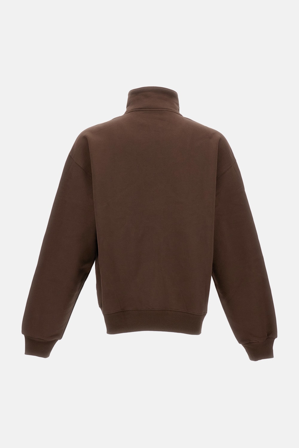 Jacquemus Grosgrain Sweatshirt With Turtleneck And Half-zip Closure In Brown