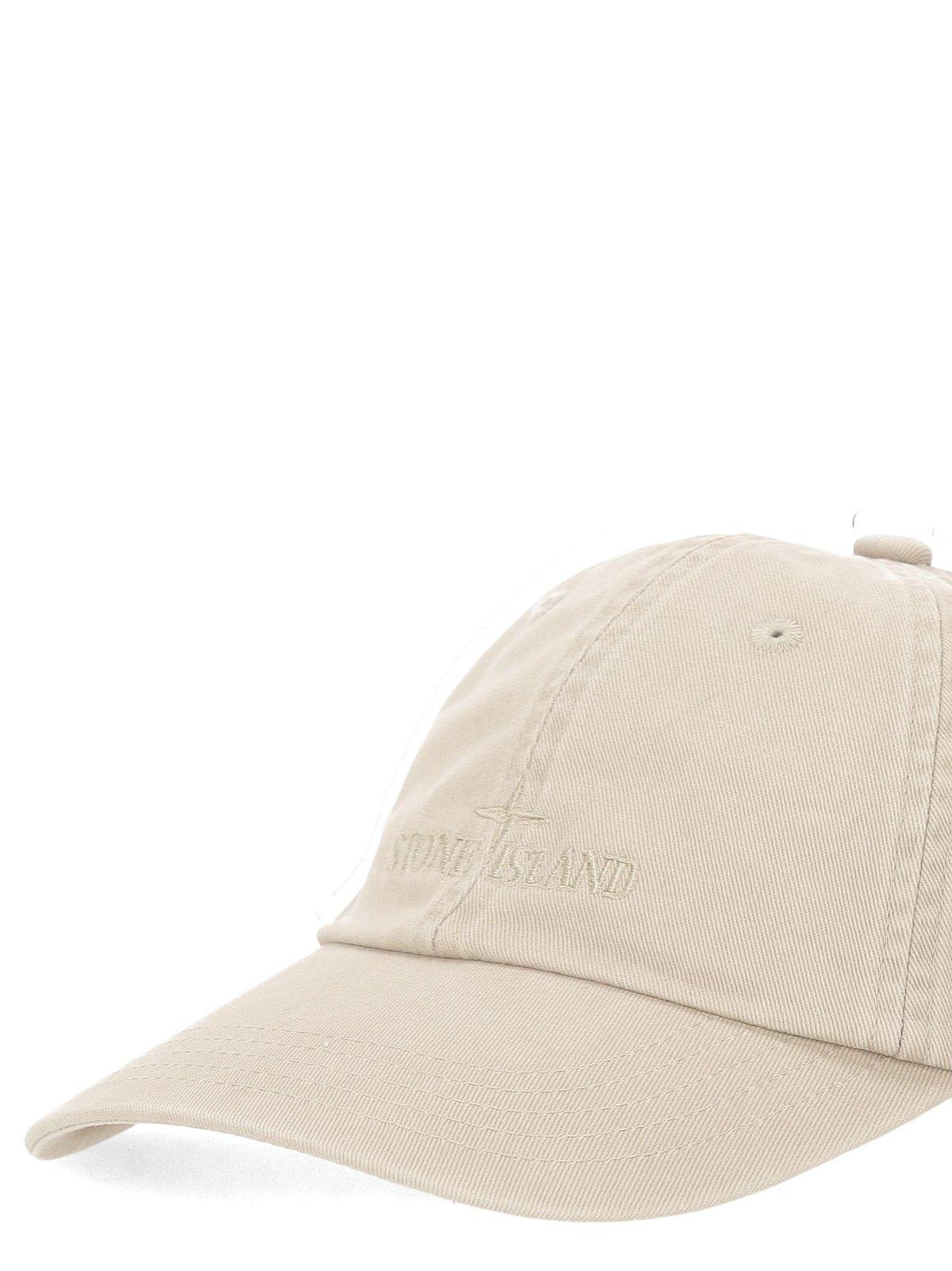 Shop Stone Island Logo Embroidered Baseball Cap In Desert