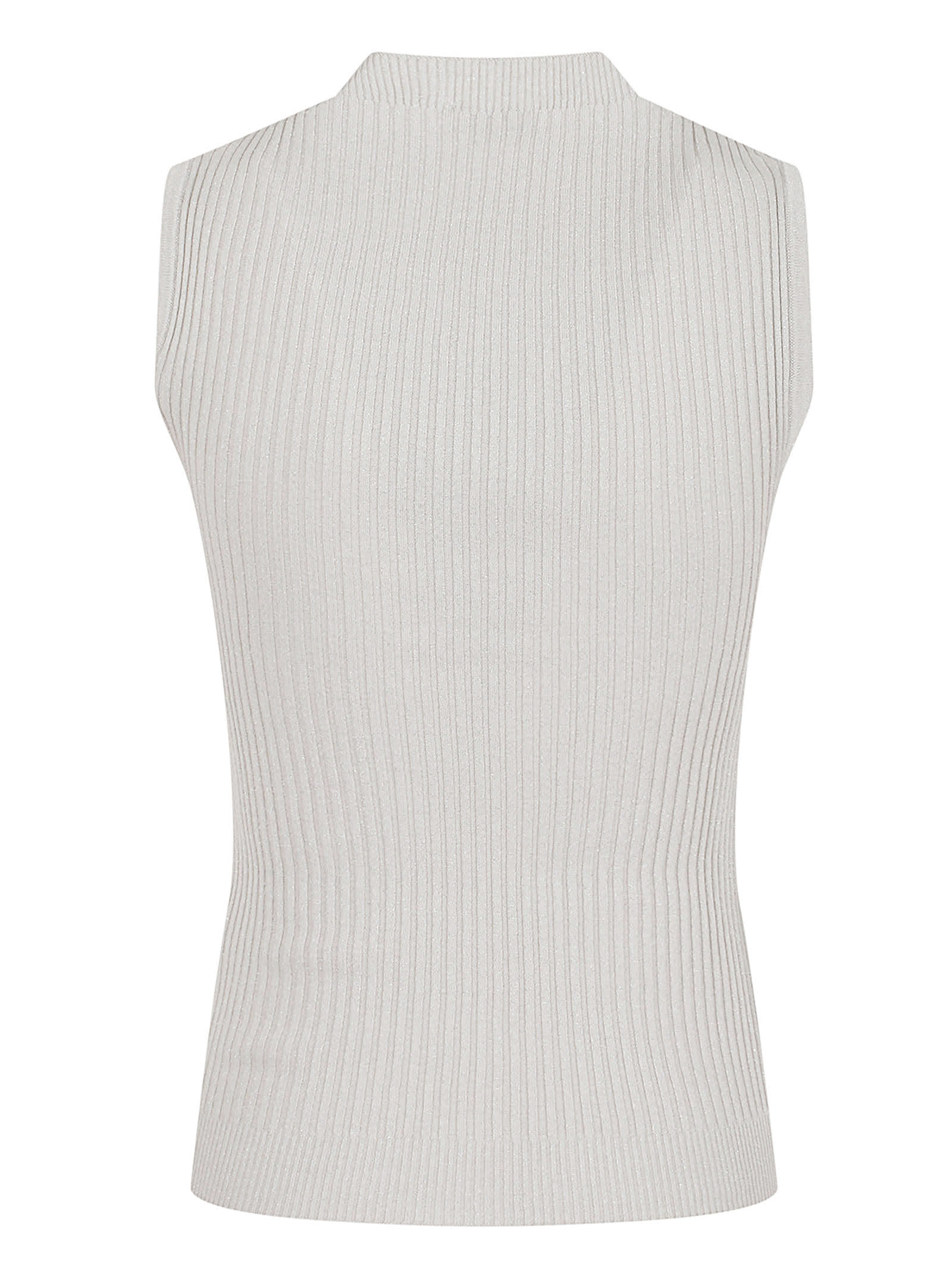 Peserico Crew-neck Ribbed Knitted Top In Gray