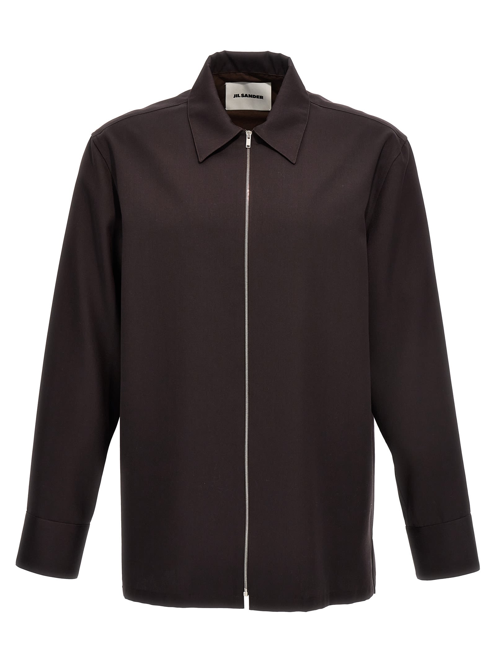 Shop Jil Sander Wool Gabardine Overshirt In Brown
