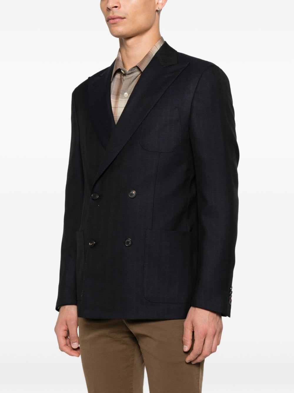 Corneliani Double-breasted Jacket In Black