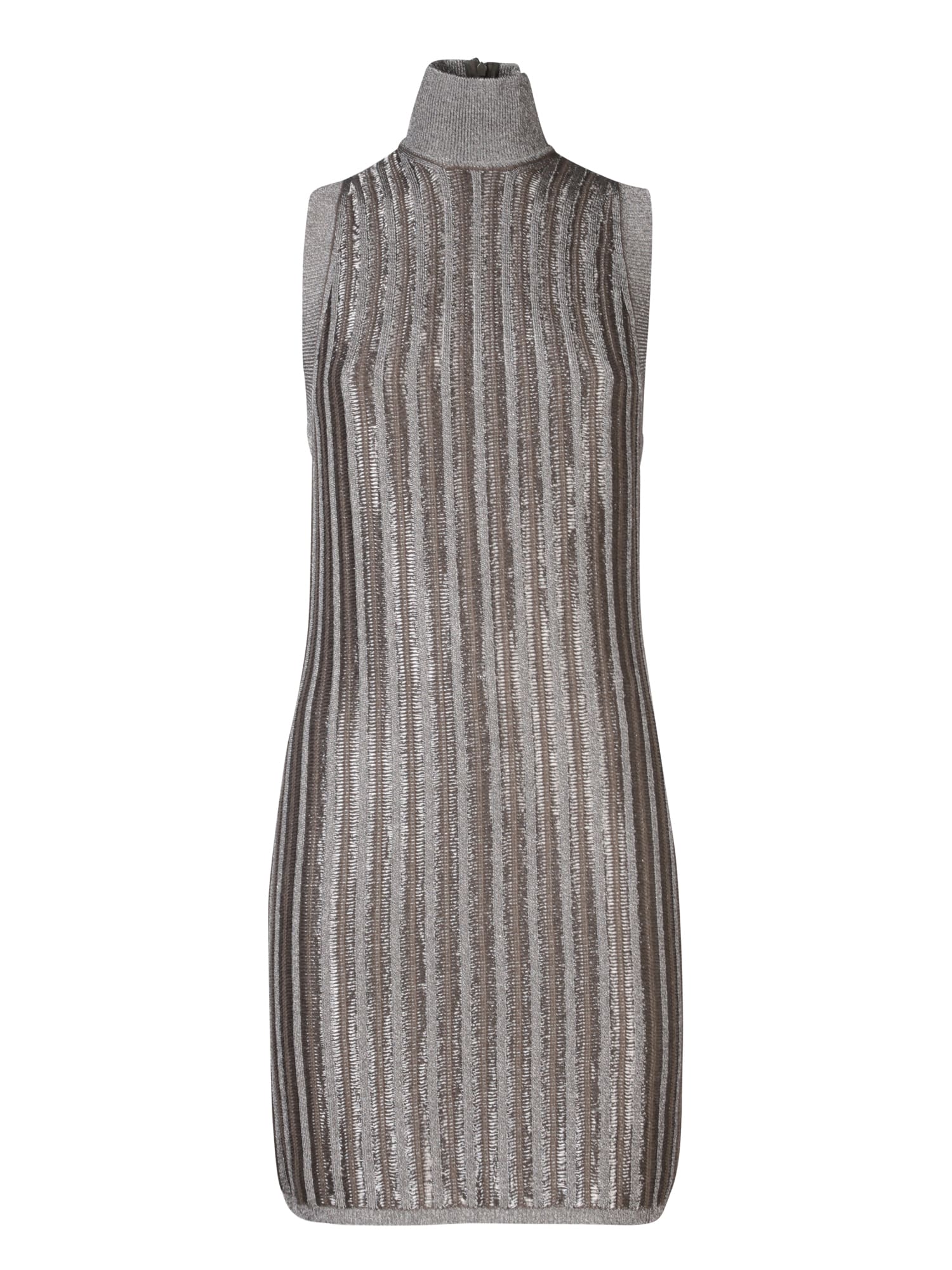 Shop Tom Ford Grey Lurex High Neck Dress