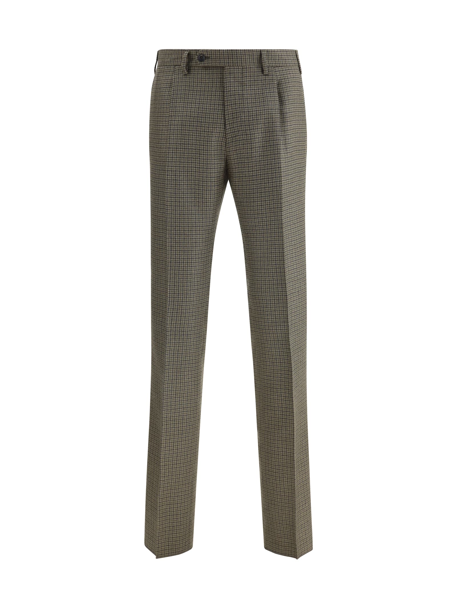 Germano Zama Houndstooth Pattern Pants In Green
