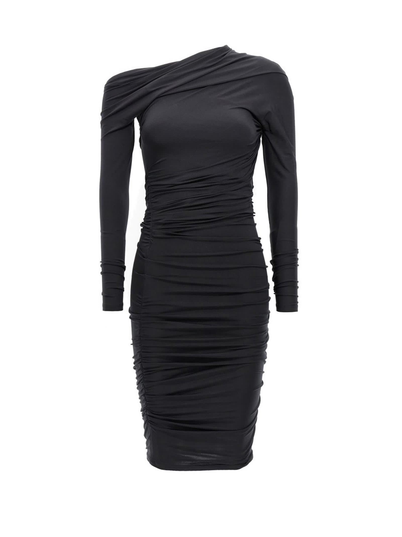 Shop Balenciaga Twisted Mini Dress In Black