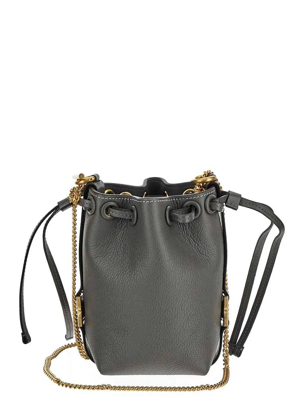 Shop Chloé Marcie Micro Bucket Bag In Elephant Grey