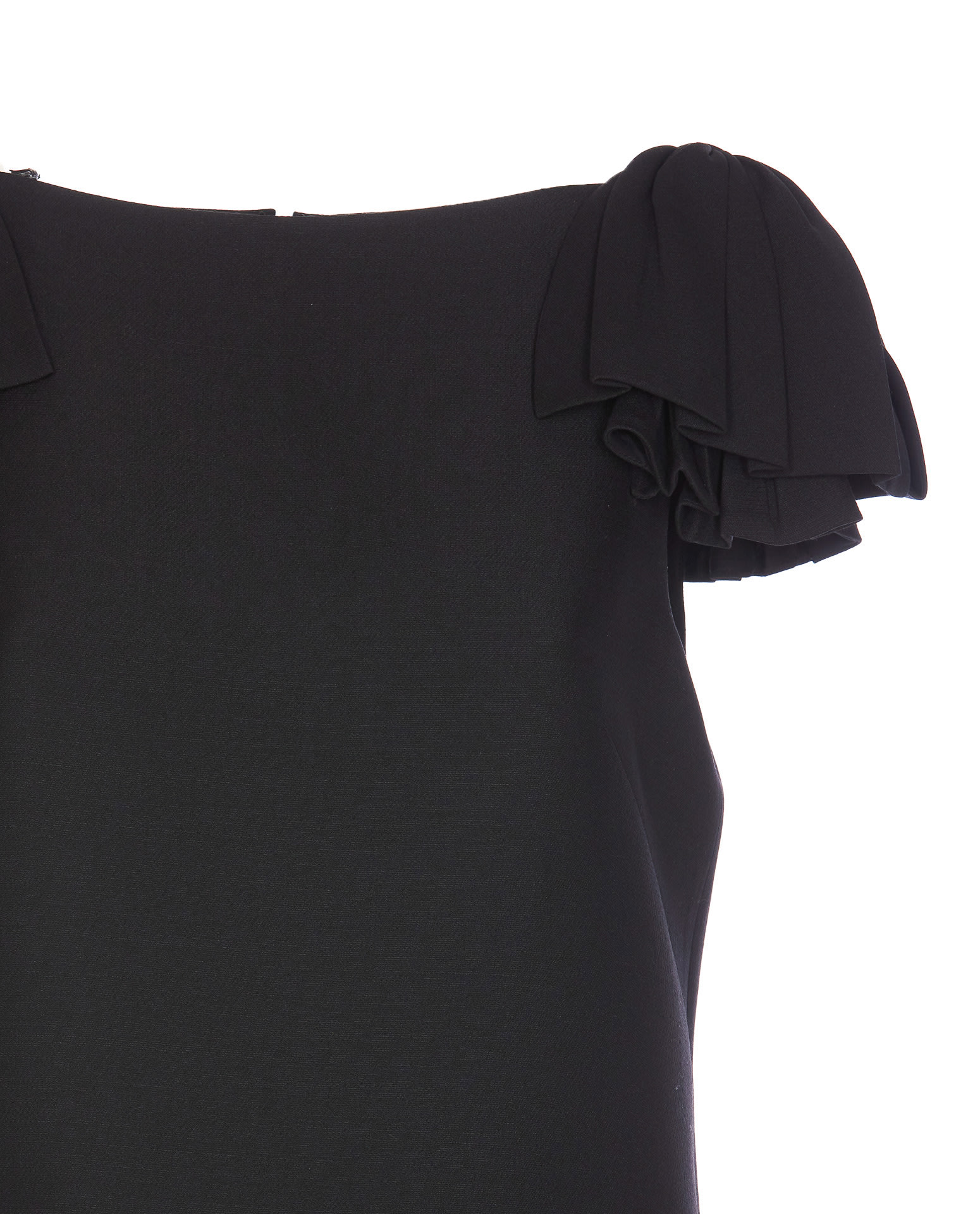 Valentino Ruffle Sleeve Wool Mini Dress In Black