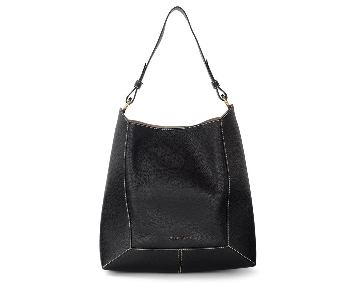 Orciani Frame Fanty Shoulder Bag In Black Leather