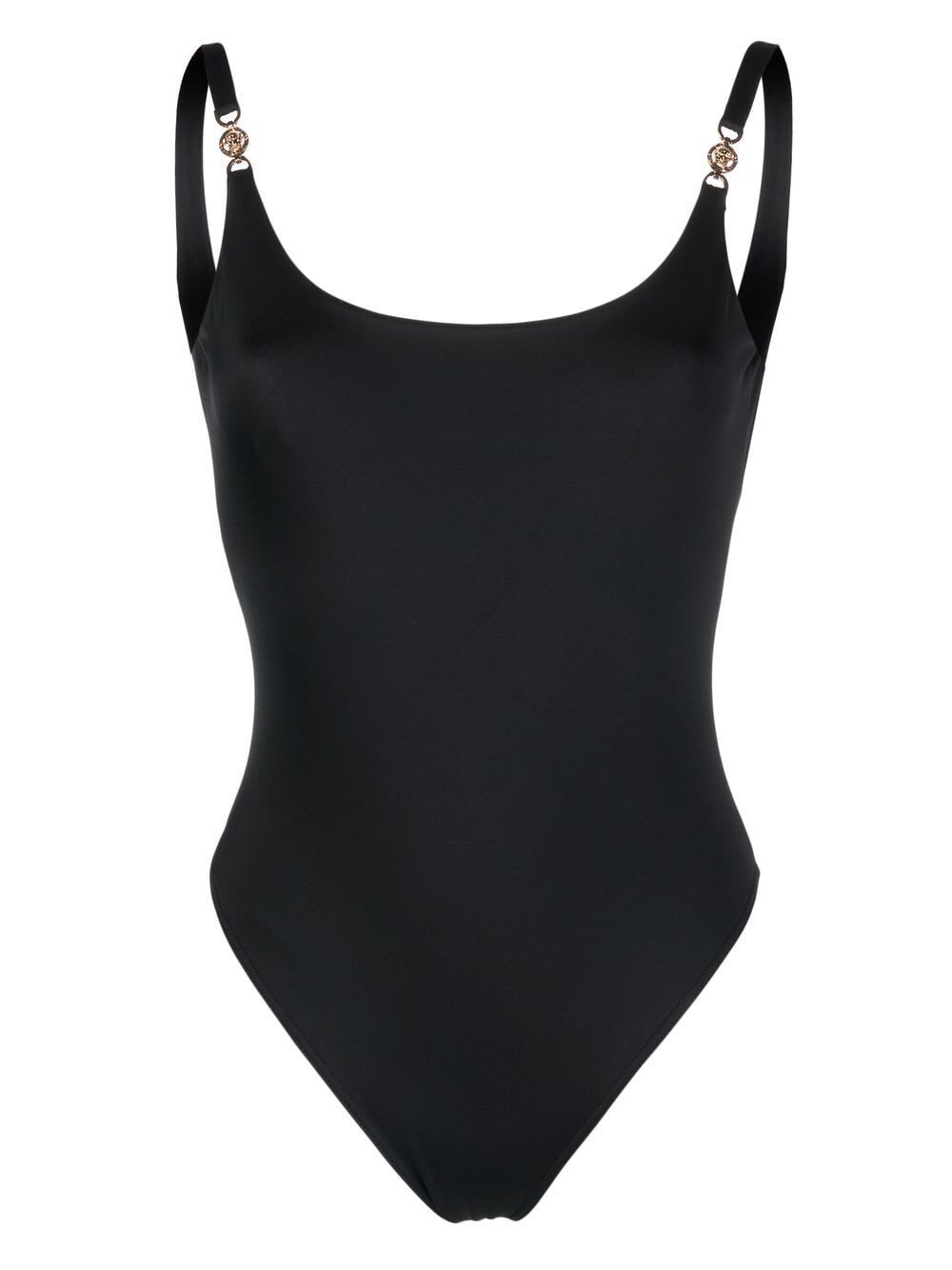 Shop Versace Swim One-piece Greek Chain In Black