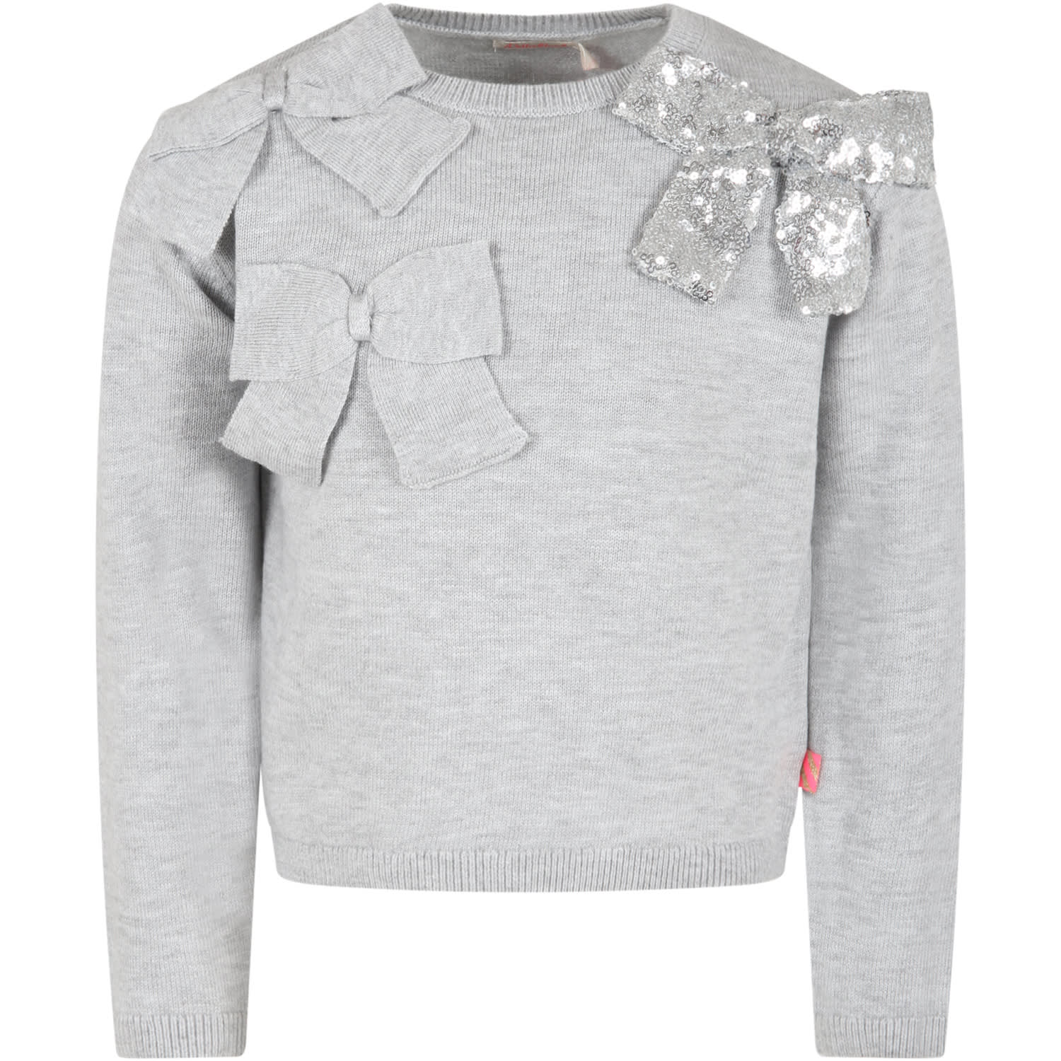 Billieblush Grey Sweater For Girl With Bows
