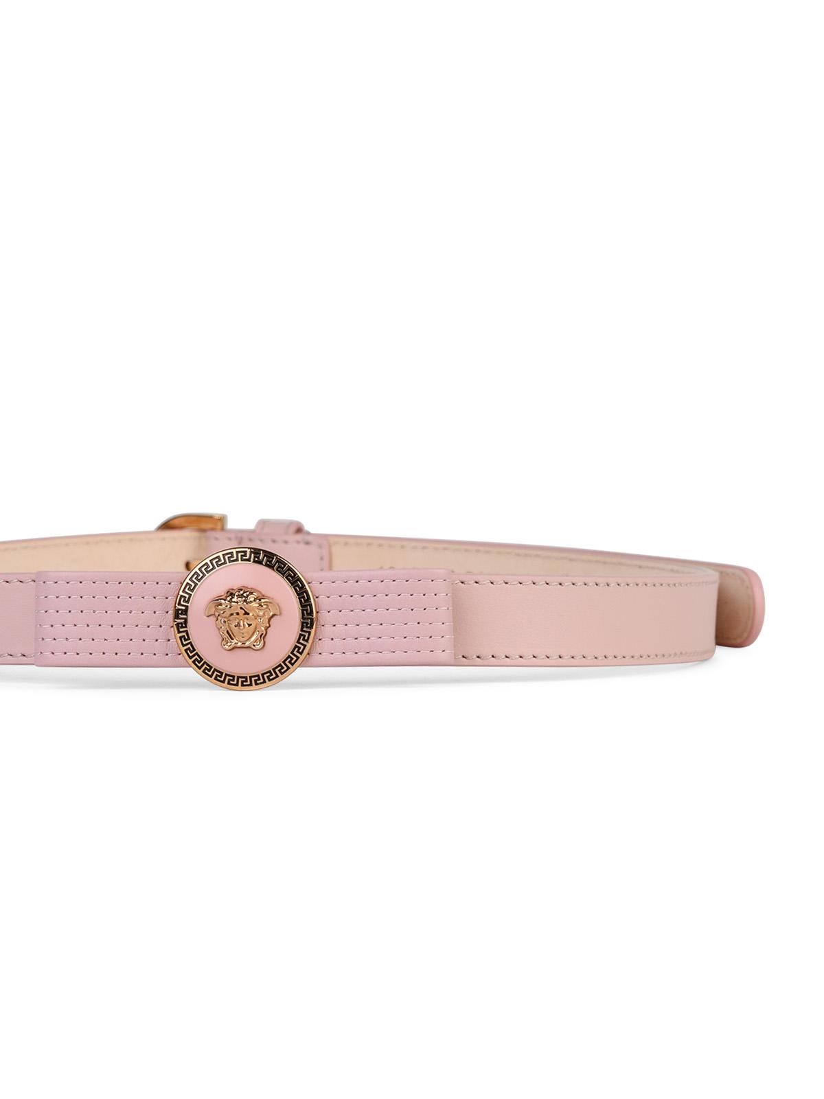 Shop Versace Gianni Ribbon Pink Leather Belt