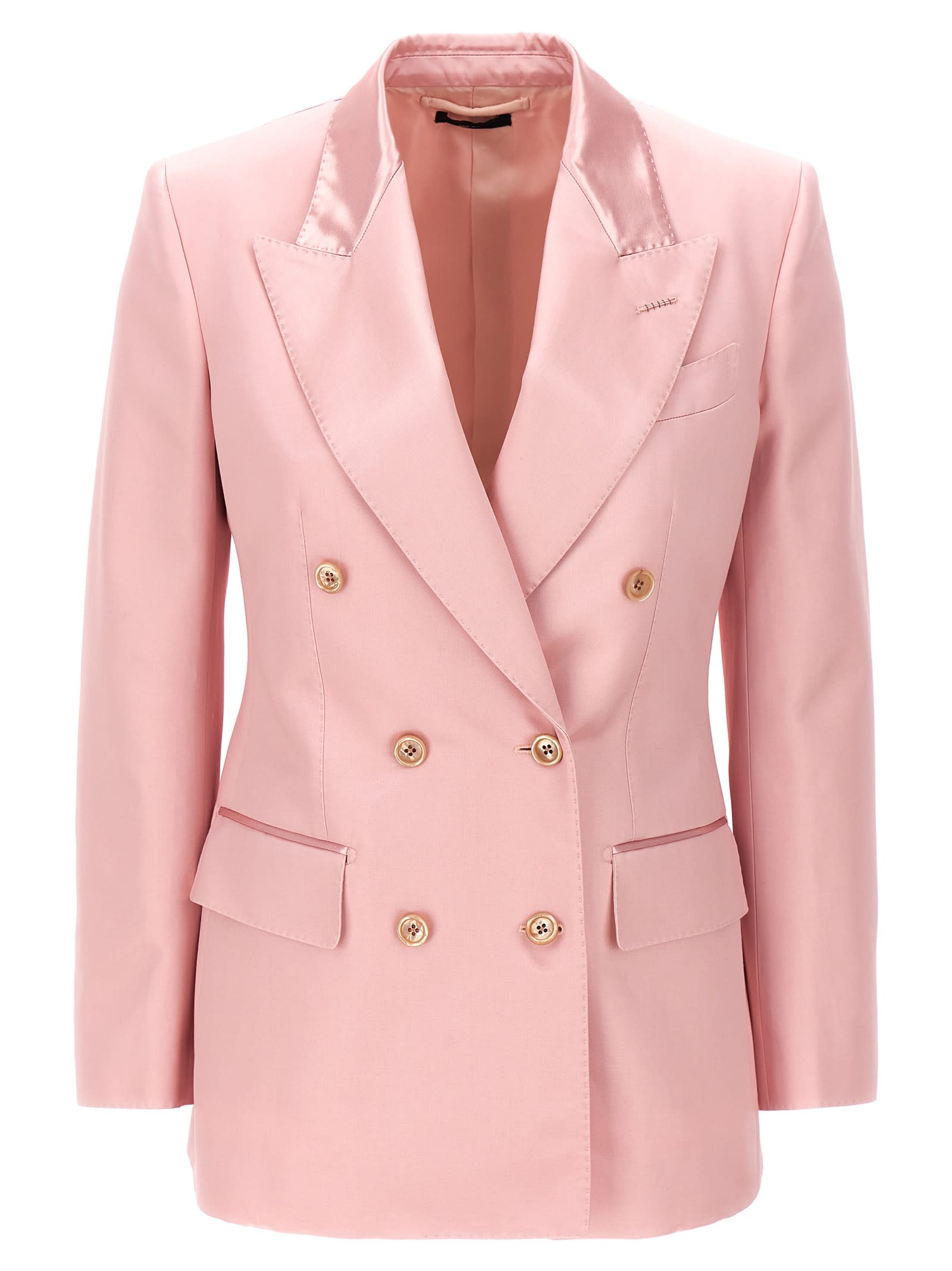 Shop Tom Ford Double-breasted Blazer In Pink