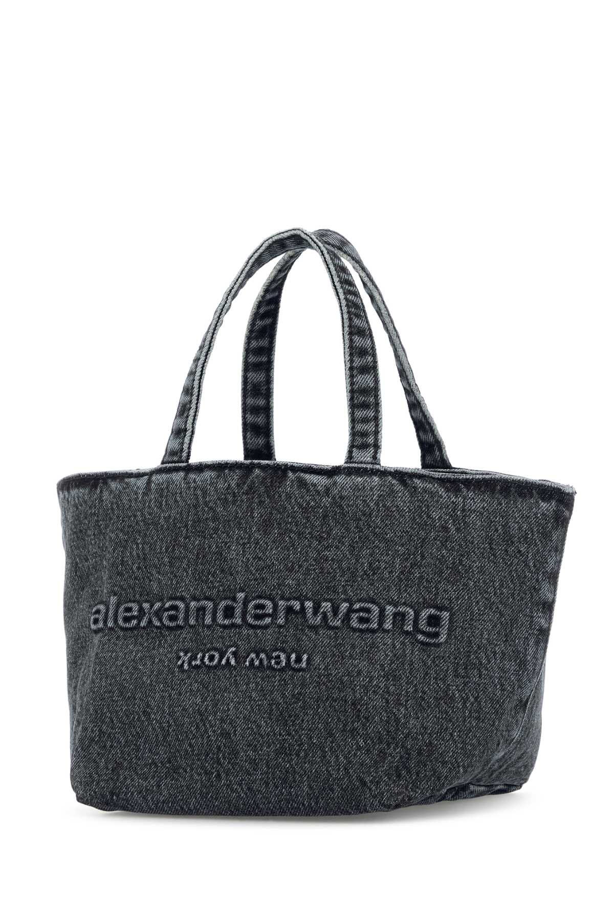 Alexander Wang Dark Grey Denim Small Punch Shopping Bag In Greyaged