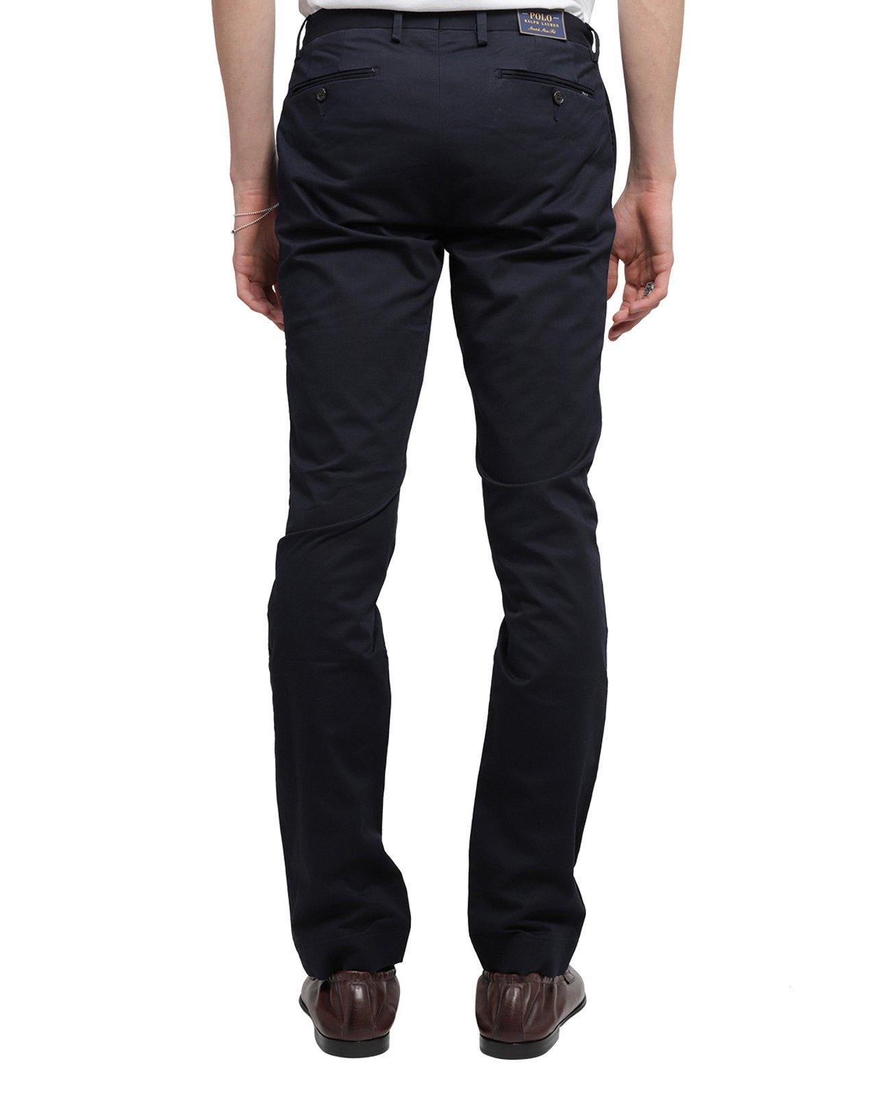 Shop Ralph Lauren Slim-fit Straight Trousers In Navy
