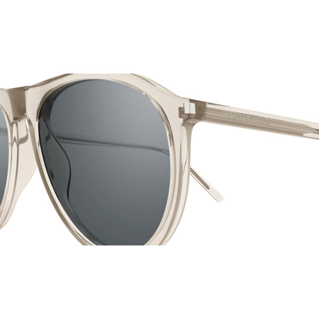 Shop Saint Laurent Aviator Frame Sunglasses In 003 Beige Beige Transpare