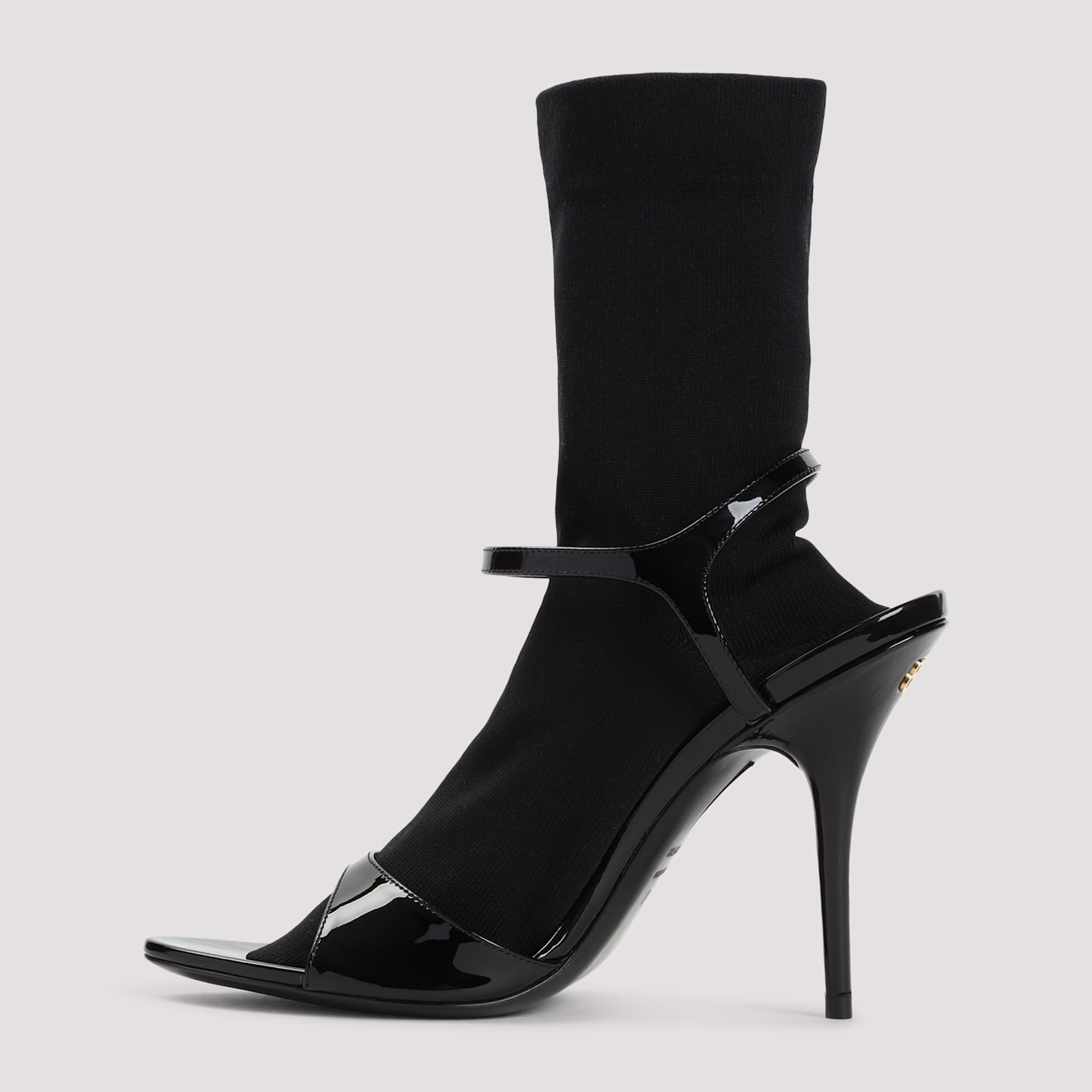 Balenciaga Avenue Sock Black Sandal In Patent Leather And Mesh In Black Black