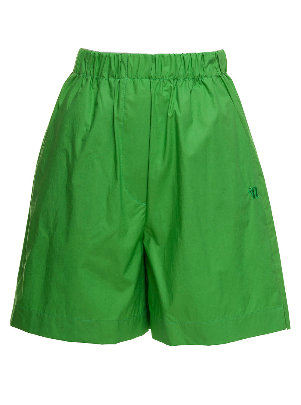 Nanushka Womans Megan Green Cotton Poplin Shorts