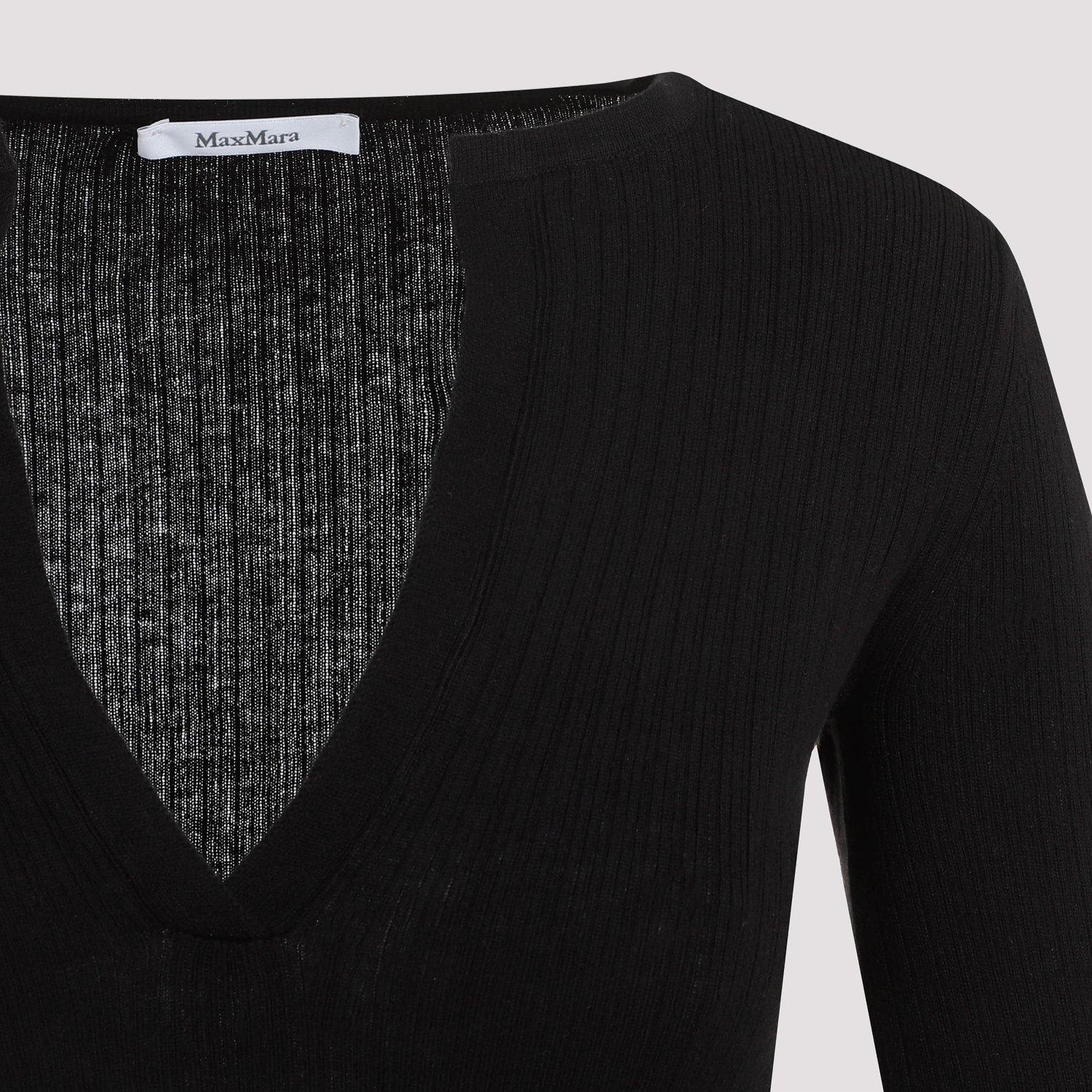 Shop Max Mara V-neck Knit Top In Black