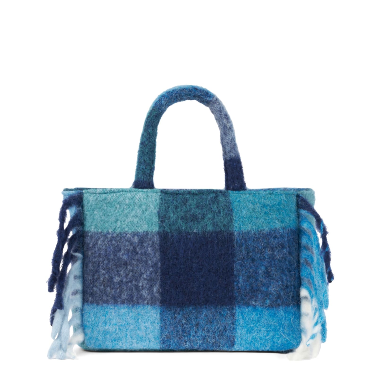 Shop Mc2 Saint Barth Colette Blanket Handbag With Check Print In Blue