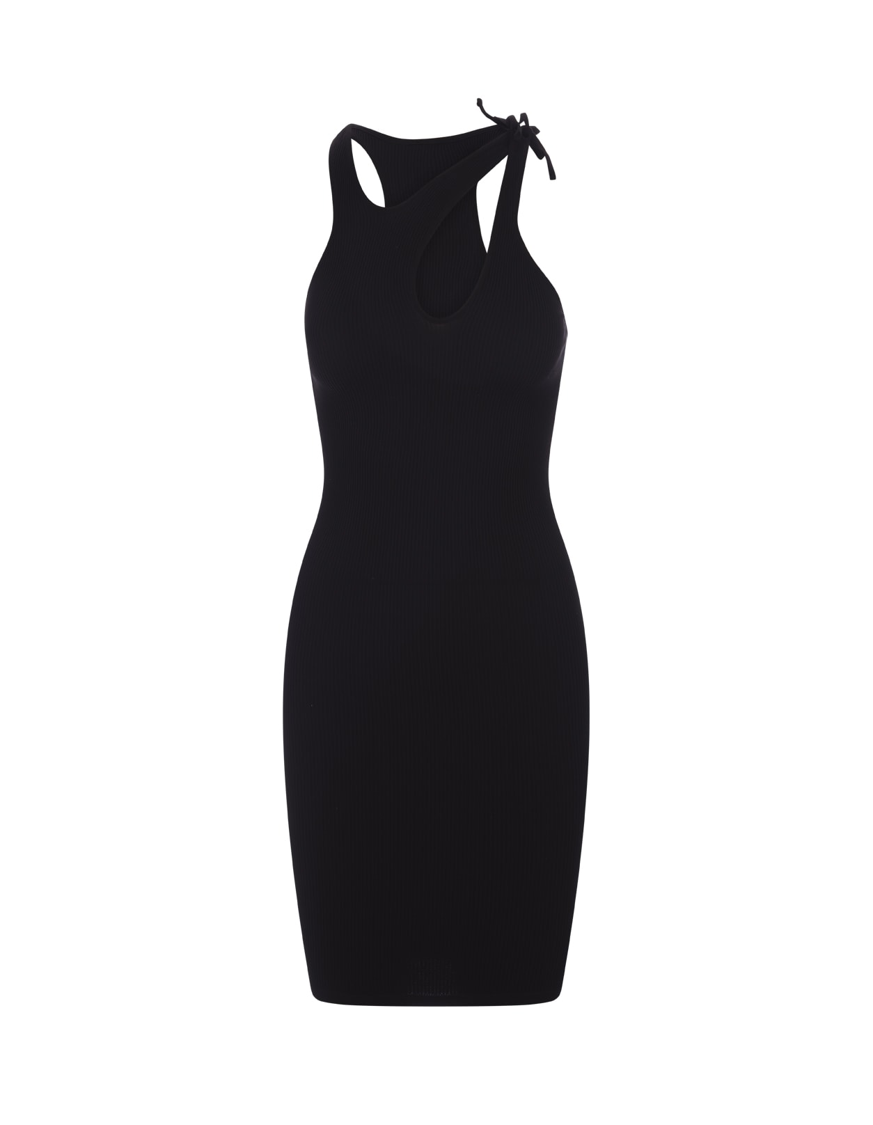Shop Andreädamo Black Short Sheath Dress With Cut-out In Nero