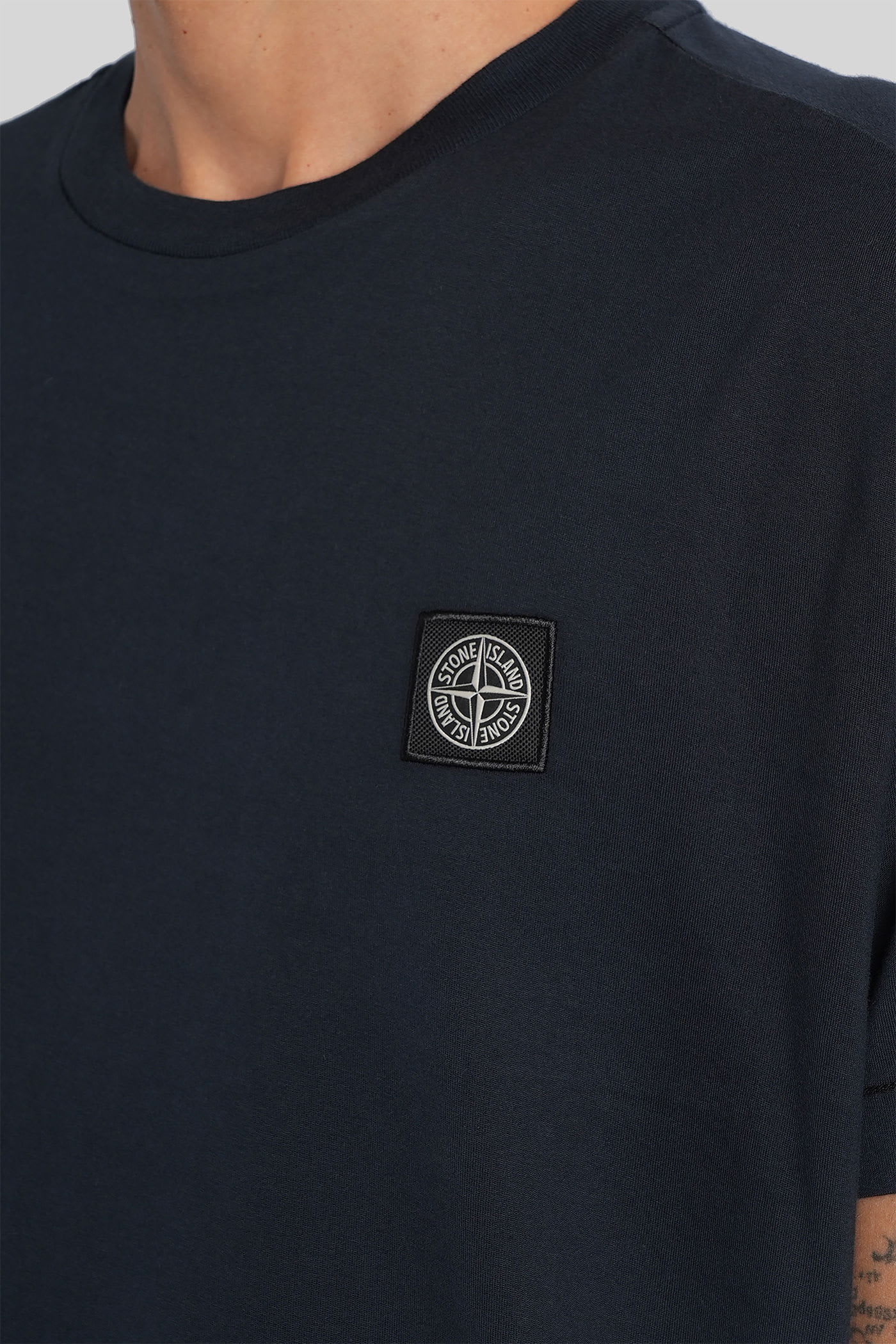 Stone Island Timeless Round Neck T-shirt With Subtle Logo Detail In Blue