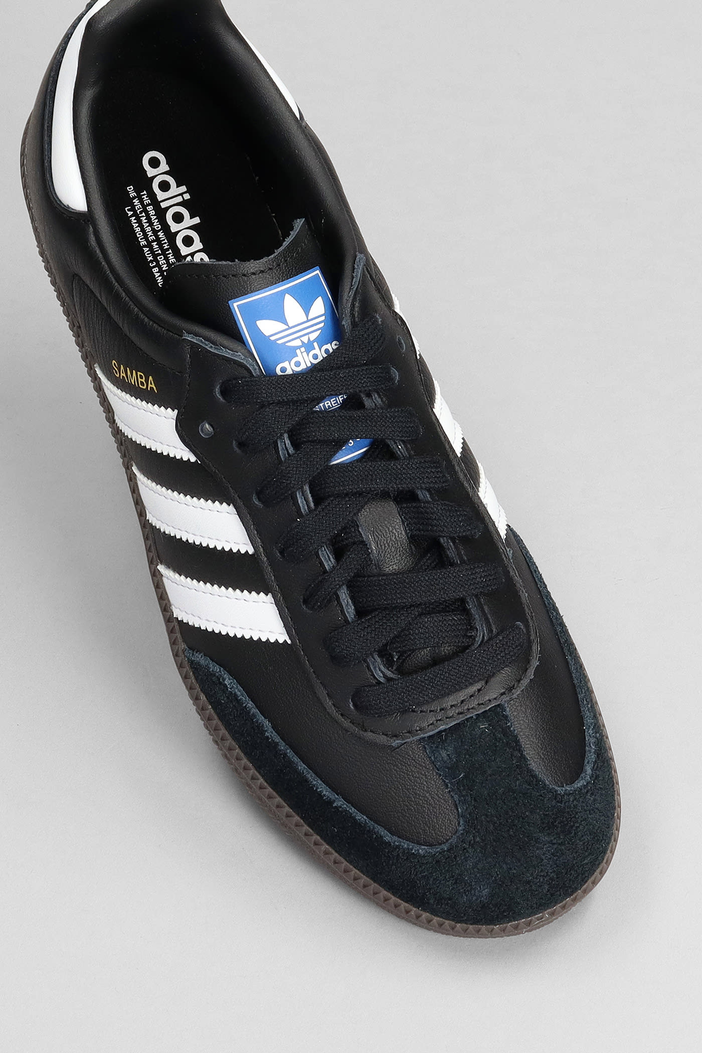 Shop Adidas Originals Samba Go Sneakers In Black Leather