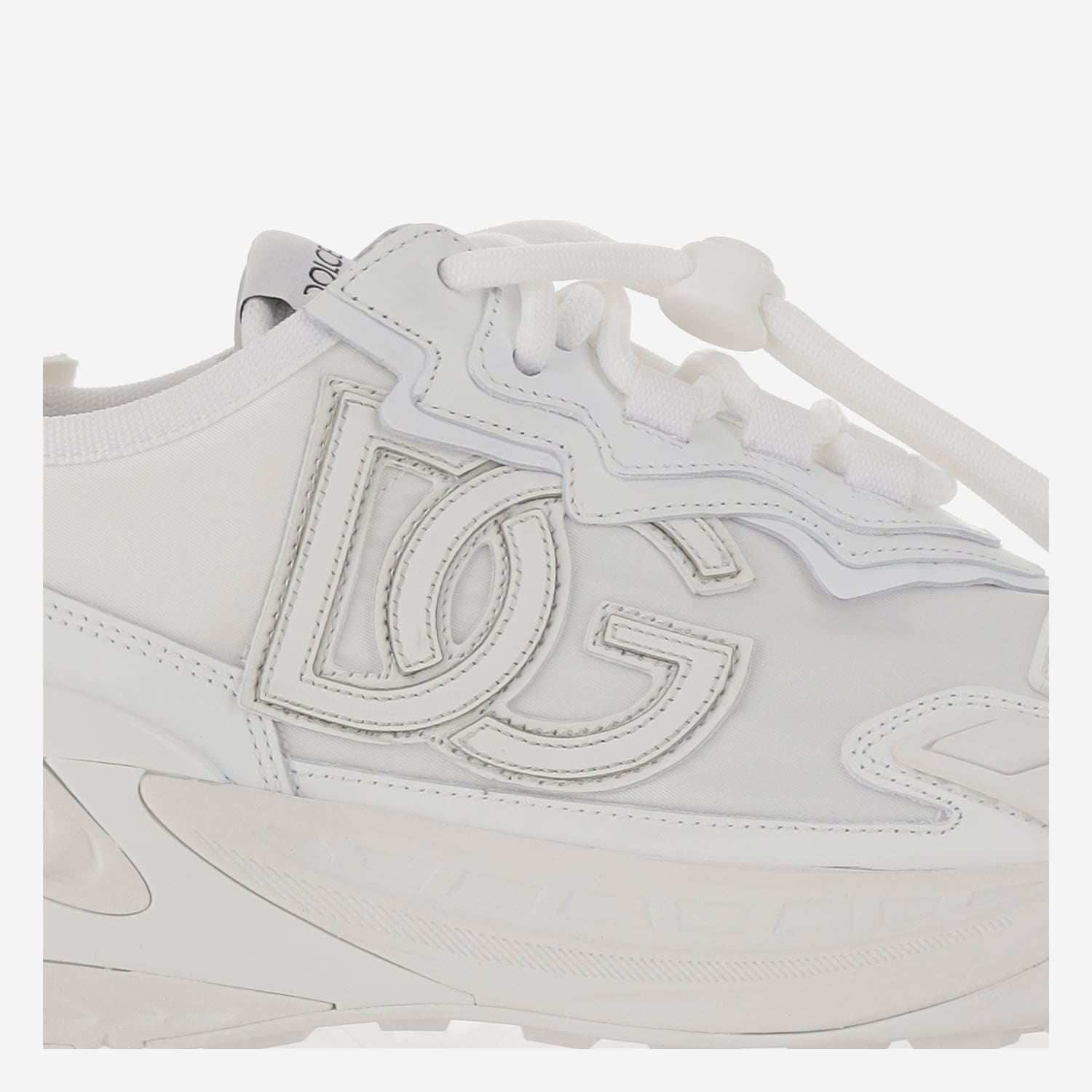 Dolce & Gabbana Fabric And Leather Sneakers With Chunky Sole In White