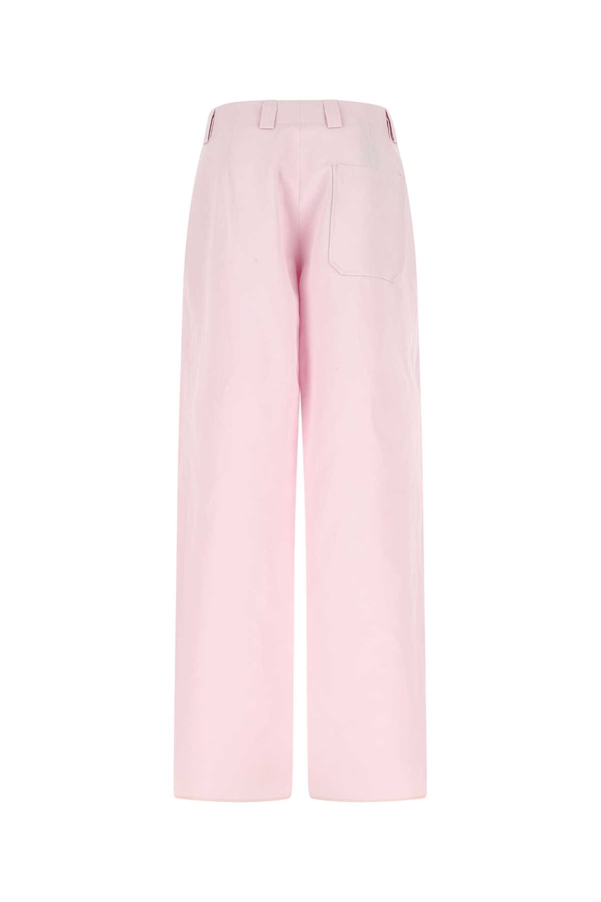 Shop Zegna Pastel Pink Cotton Blend Wide-leg Pant