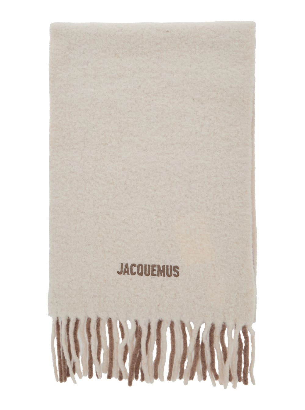Jacquemus Ombre Pattern Scarf Fringed Edges In Sand