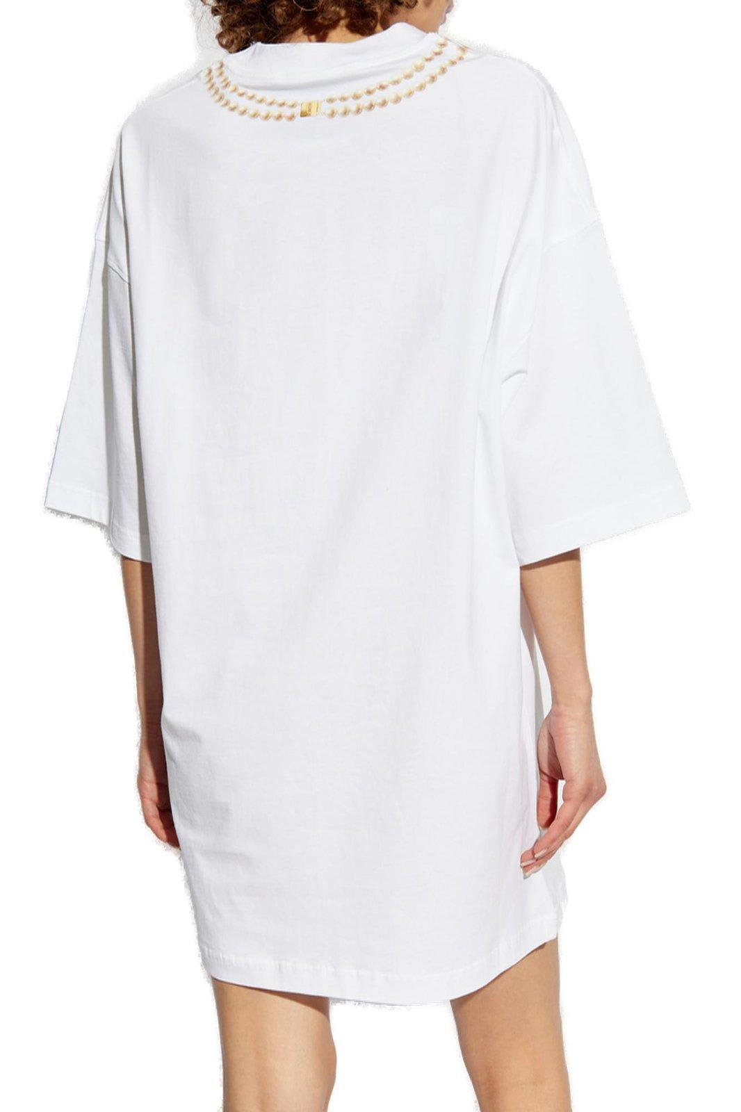 Moschino Logo Printed T-shirt Dress In White