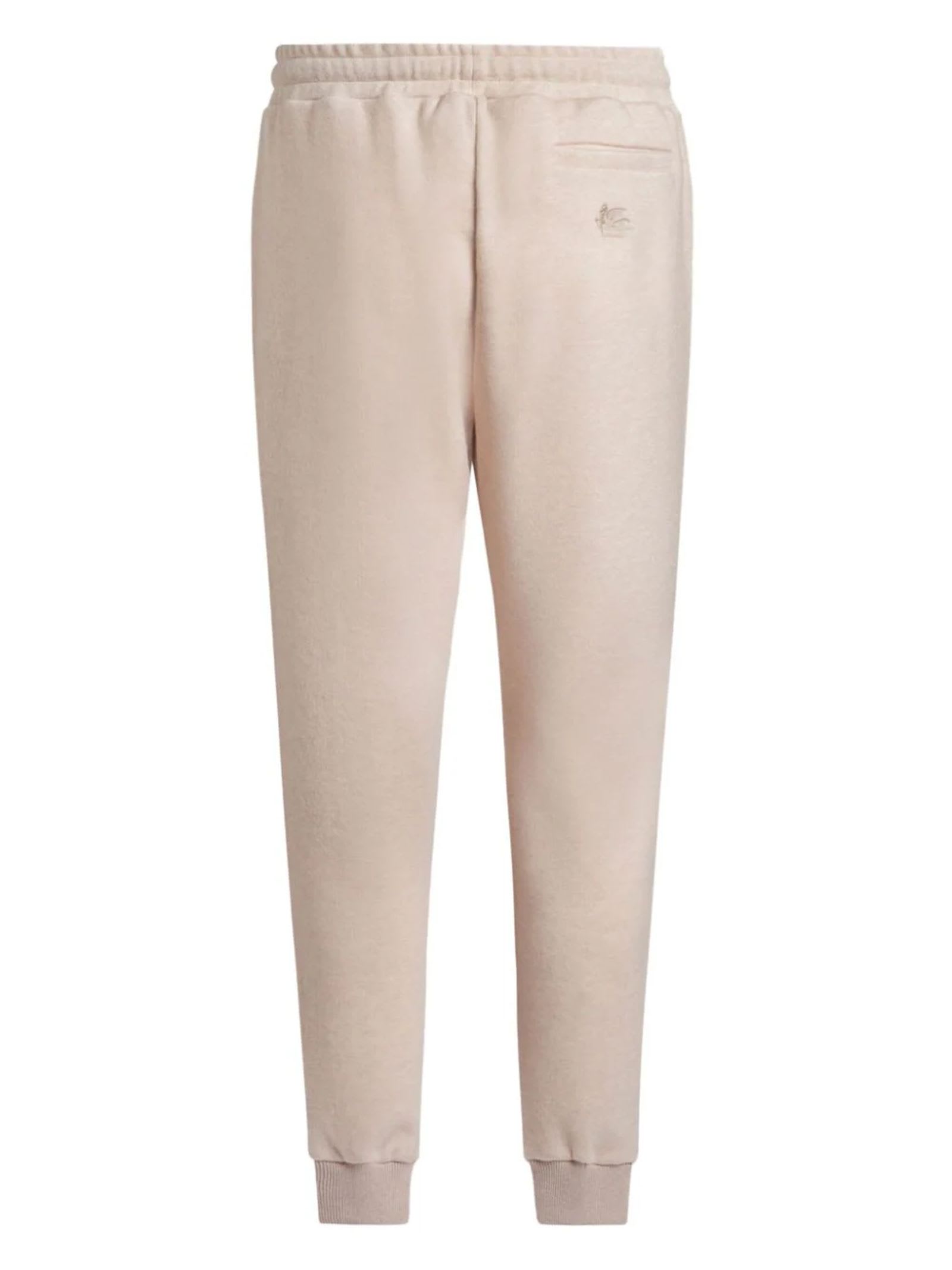 Etro Pegaso-embroidered Wool Jogging Trousers In Beige