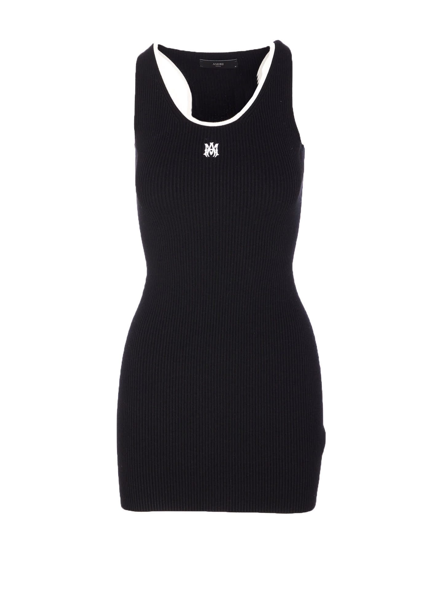Amiri Ma Embroidered Ribbed Racerback Mini Dress
