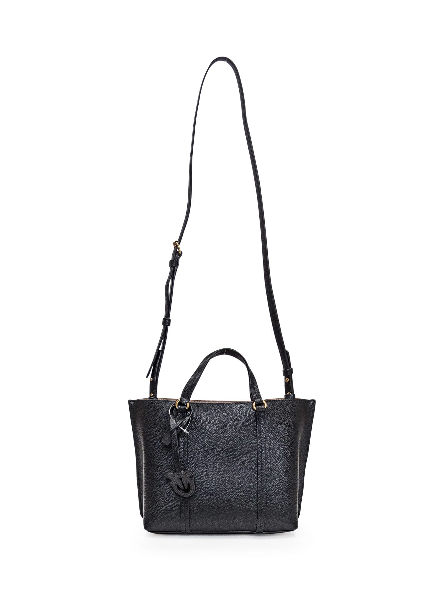 Shop Pinko Leather Shopper Bag In Black