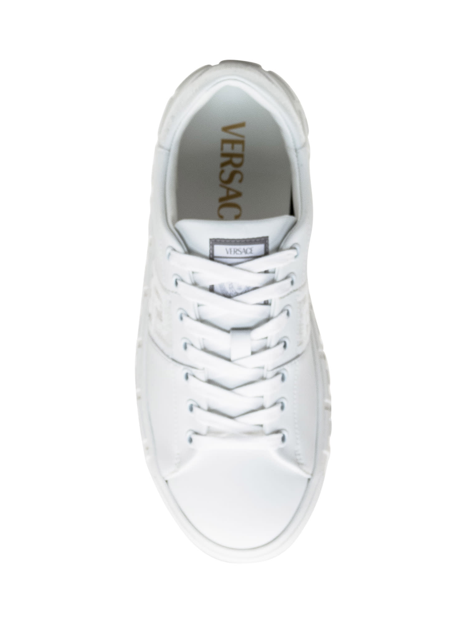 Shop Versace Greca Sneaker In White