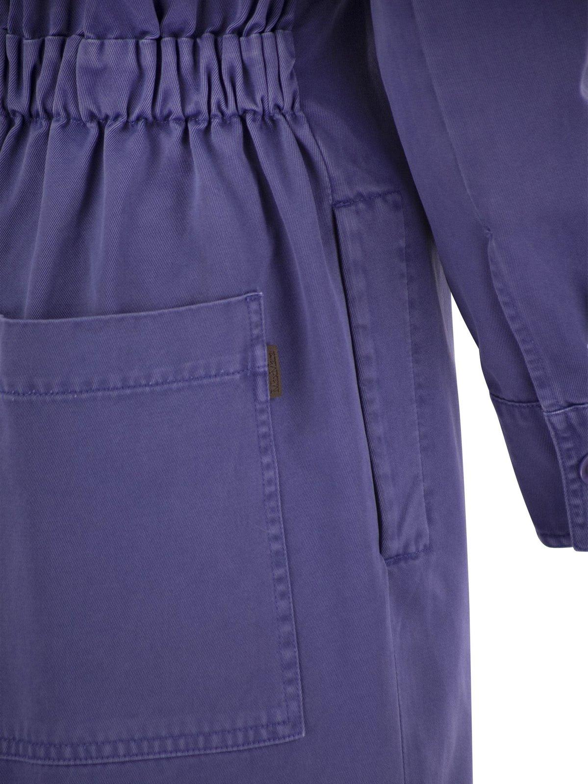 Shop Max Mara Button Detailed Long-sleeved Midi Dress In Lavanda