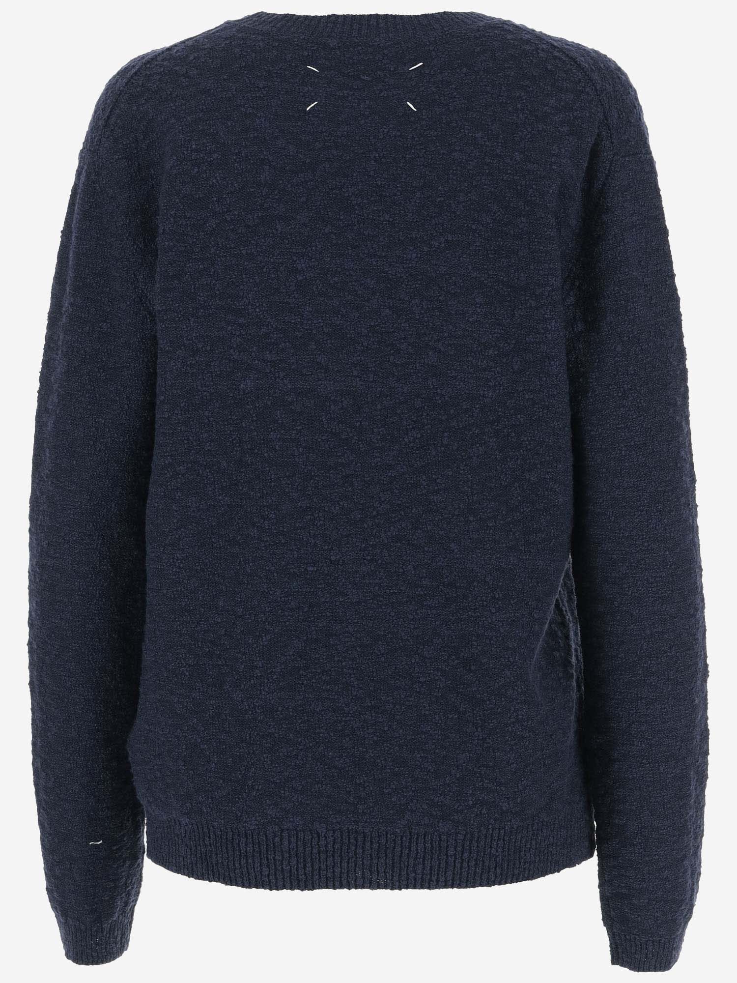 Shop Maison Margiela Cotton Blend Sweater In Blue