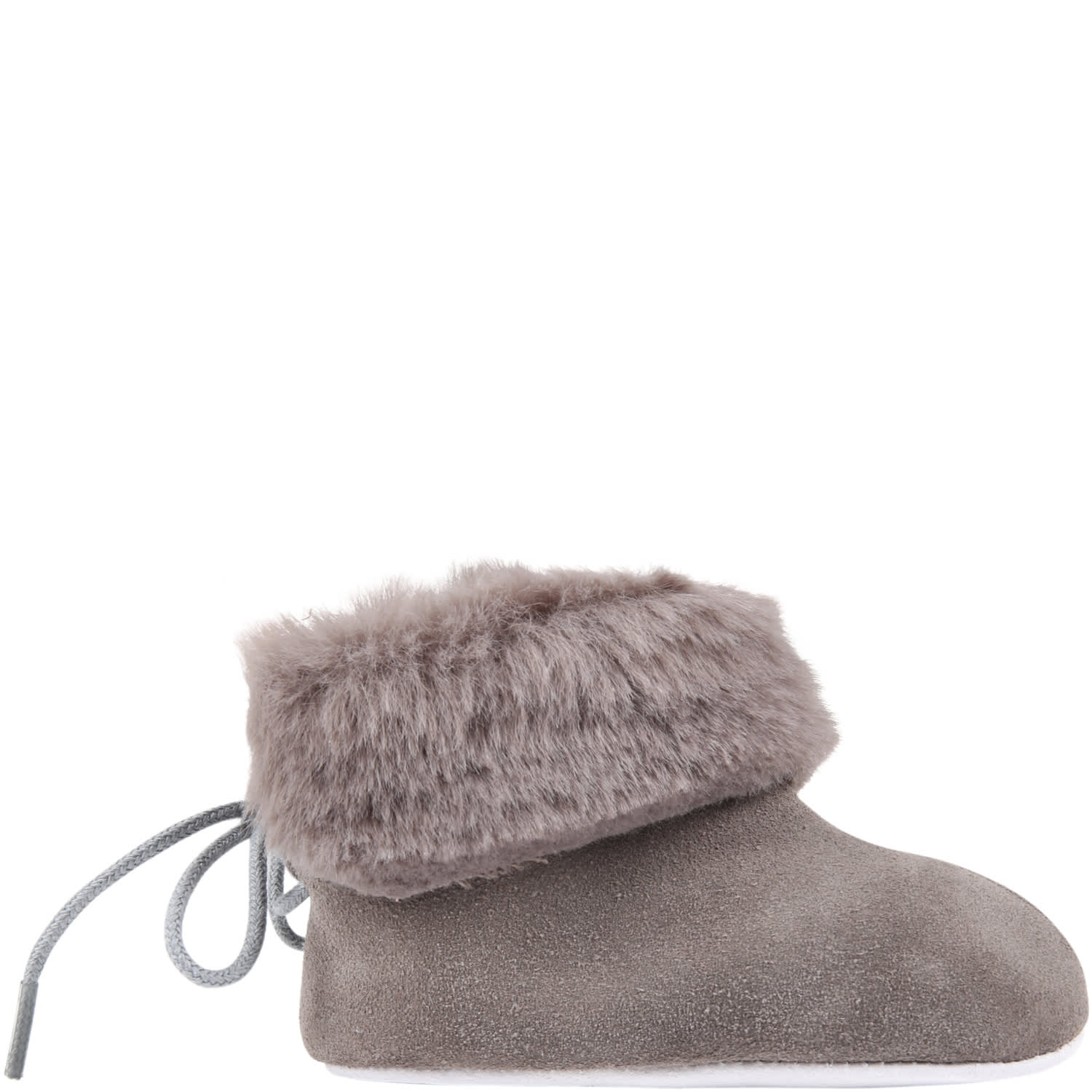Tartine et Chocolat Gray Shoes For Babykids With Faux Fur