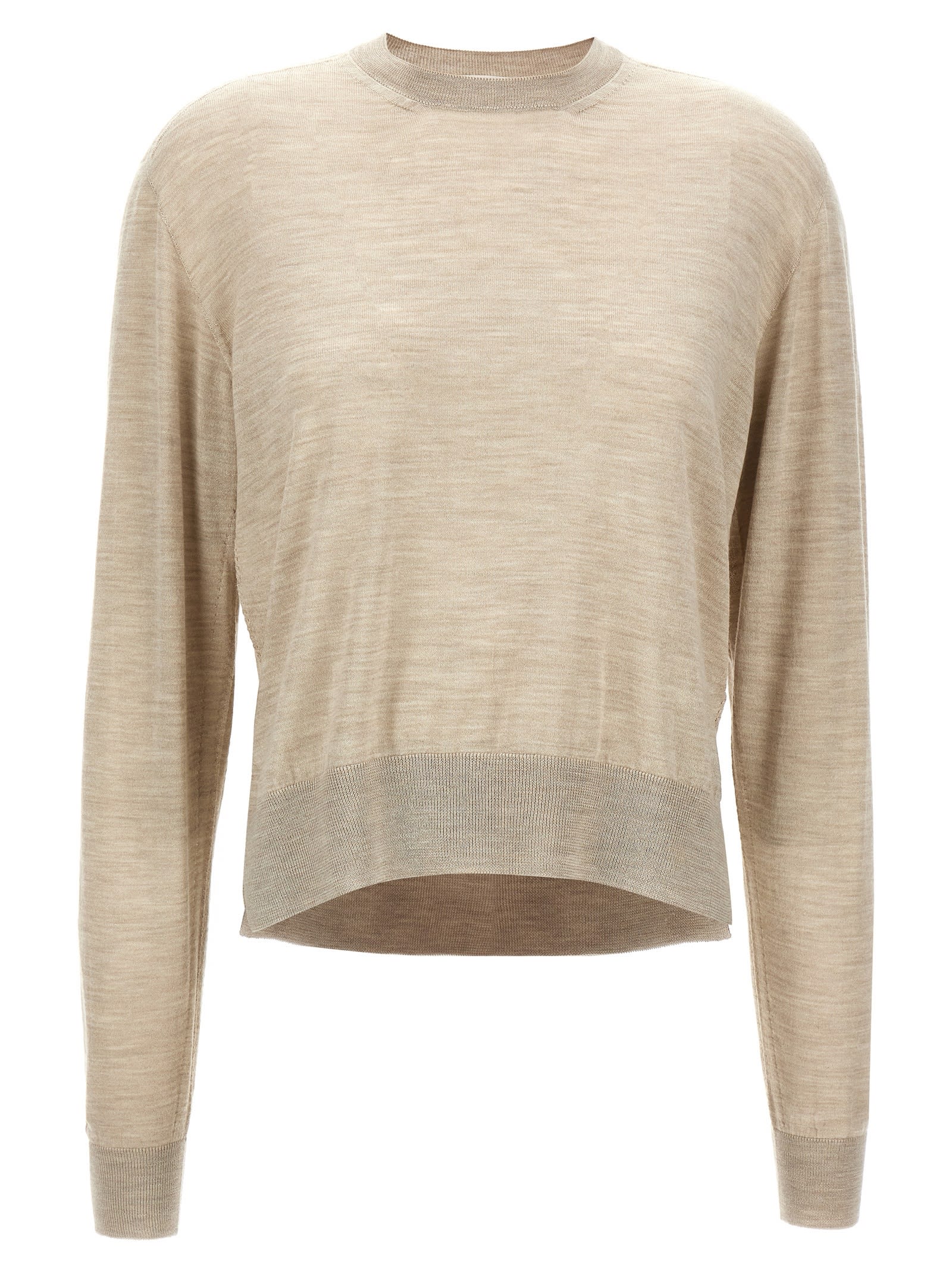 Jil Sander Asymmetrical Mesh Sweaters And Cardigans In Beige