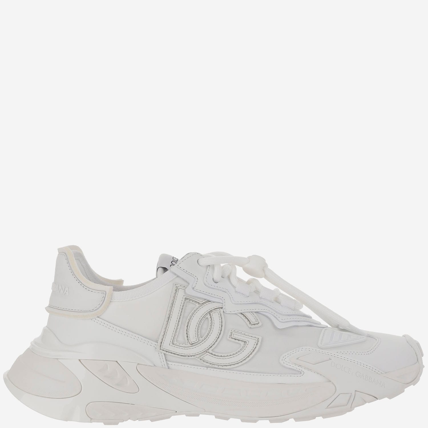 Dolce & Gabbana Fabric And Leather Sneakers With Chunky Sole In White