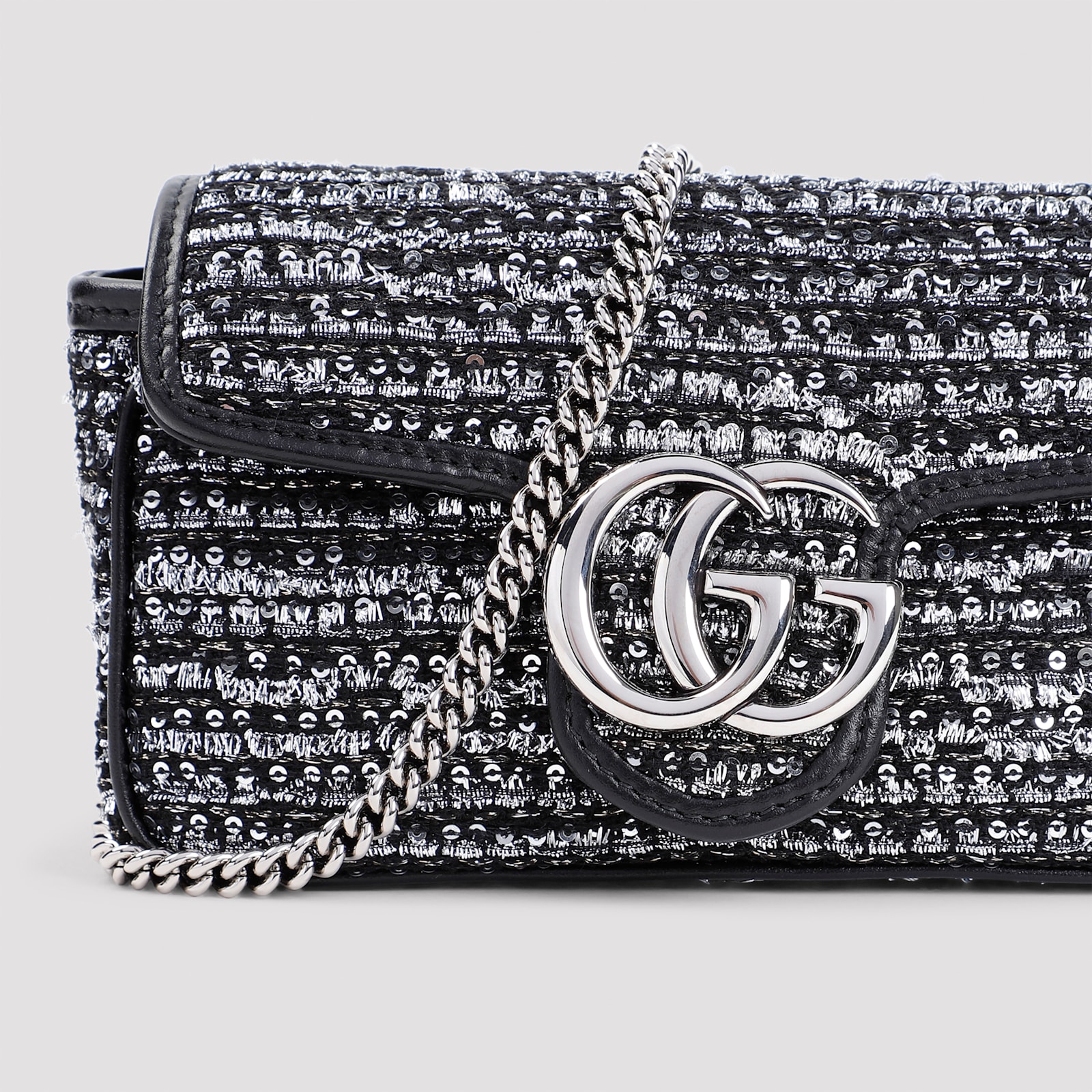 Shop Gucci Supermini Gg Marmont 2.0 Bag In Black Silver