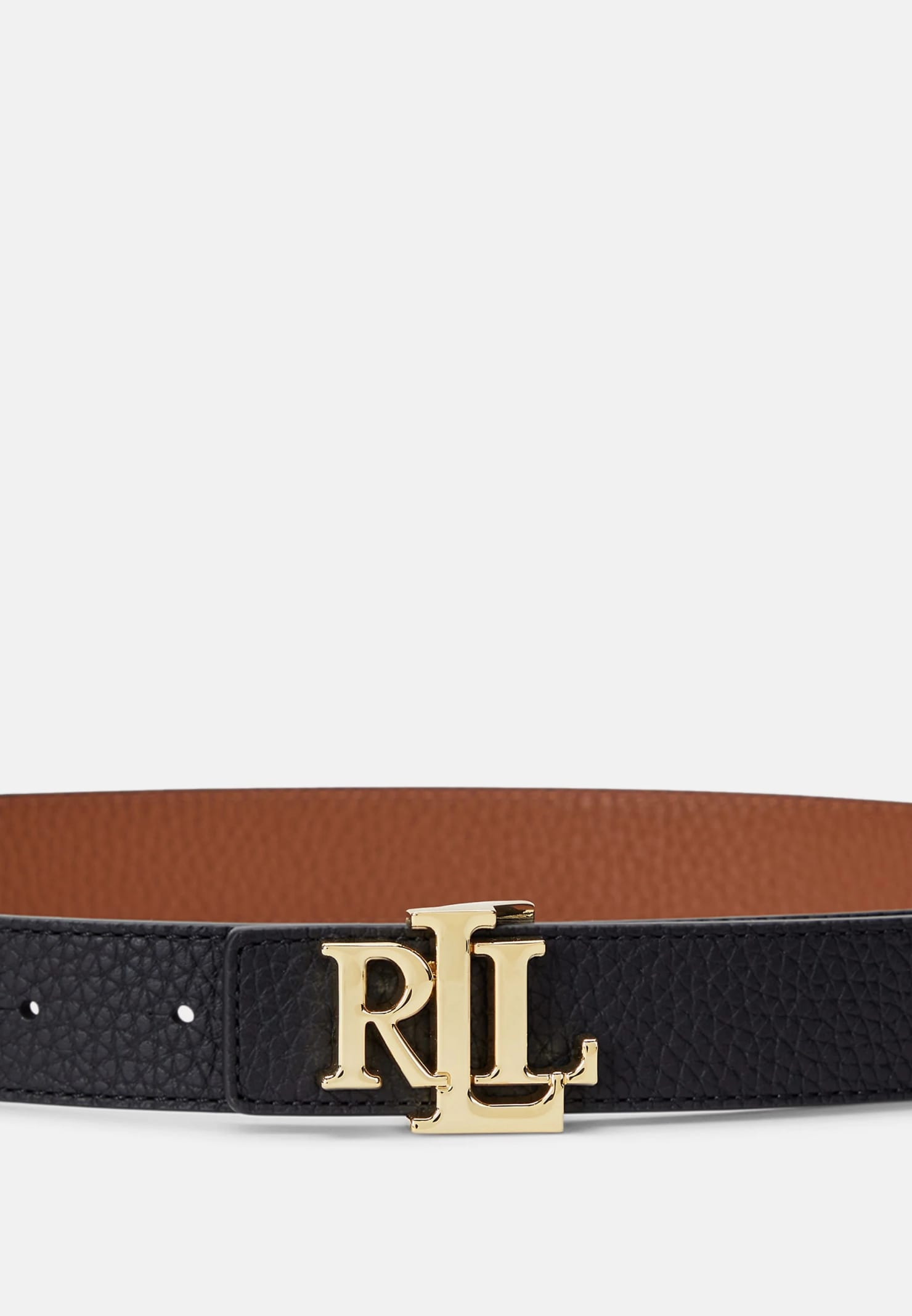 Shop Ralph Lauren Rev Lrl 20 Belt Skinny In Black Lauren Tan